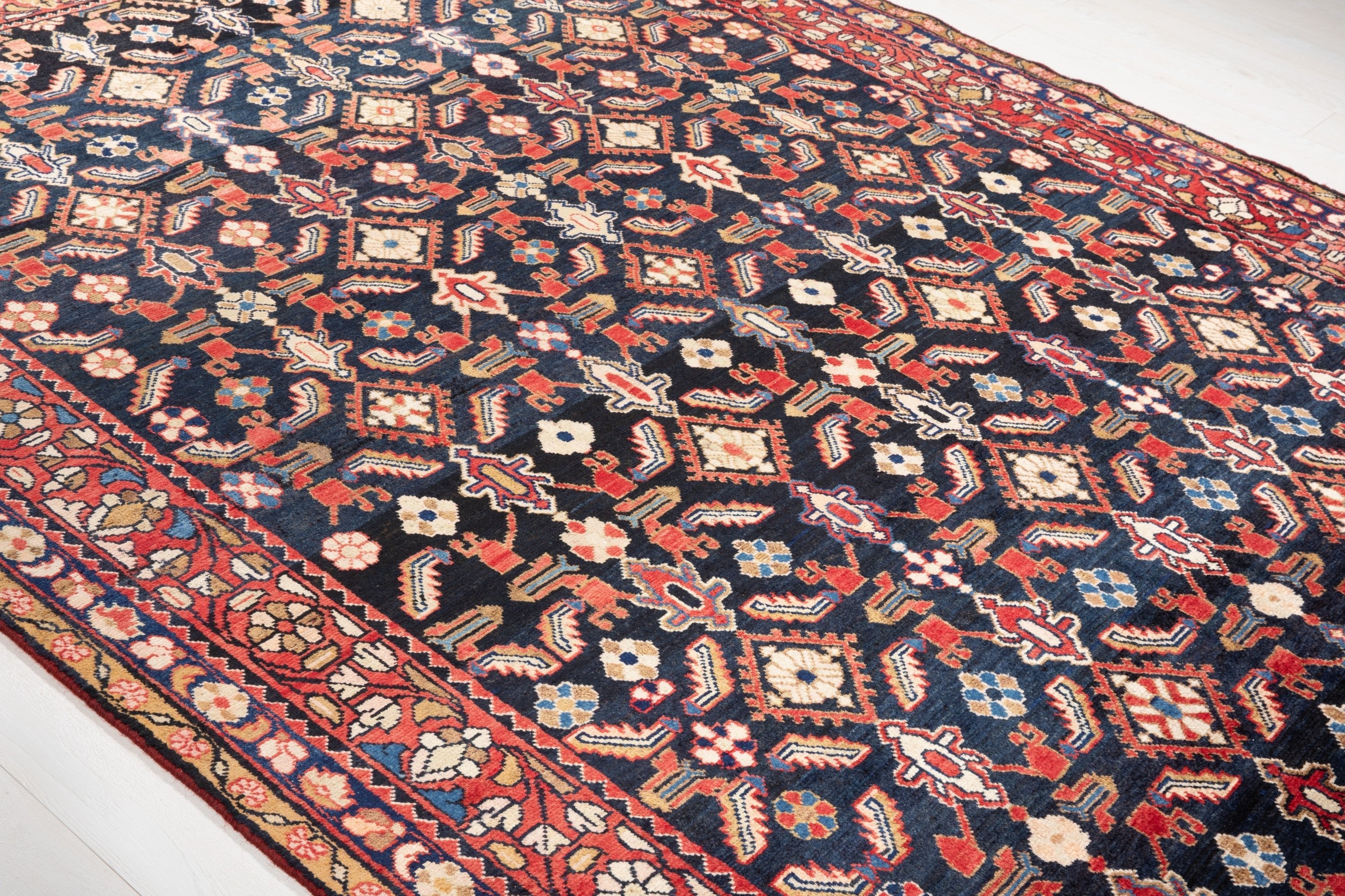 Hand-Knotted Vintage Wool Large Area Rug – 10' 8" x 7' 3" (325 x 221 cm) - Yasi & Fara