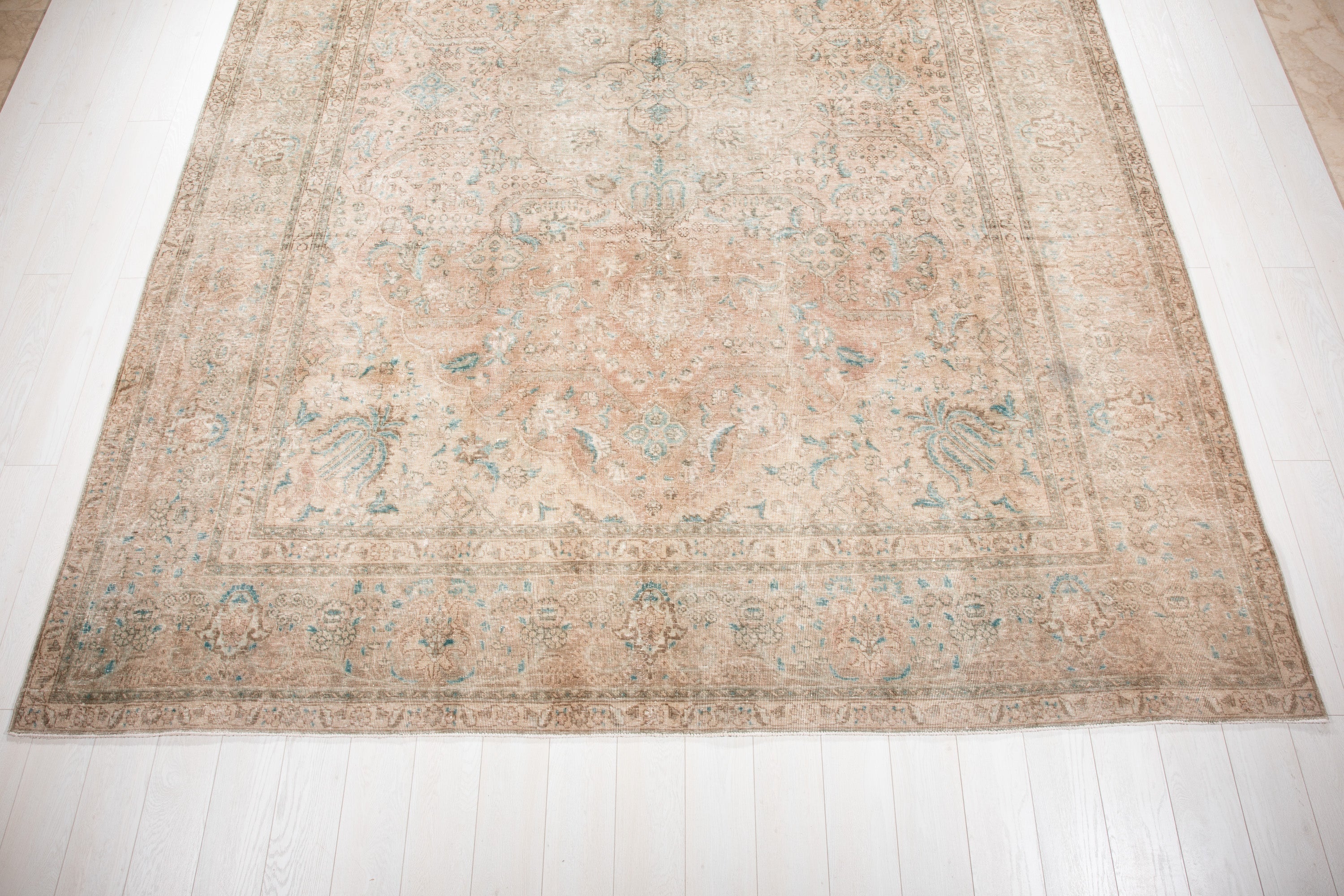 Hand-Knotted Vintage Large Wool Area Rug Faded – 12' 9" x 9' 5" (390 x 286 cm) - Yasi & Fara