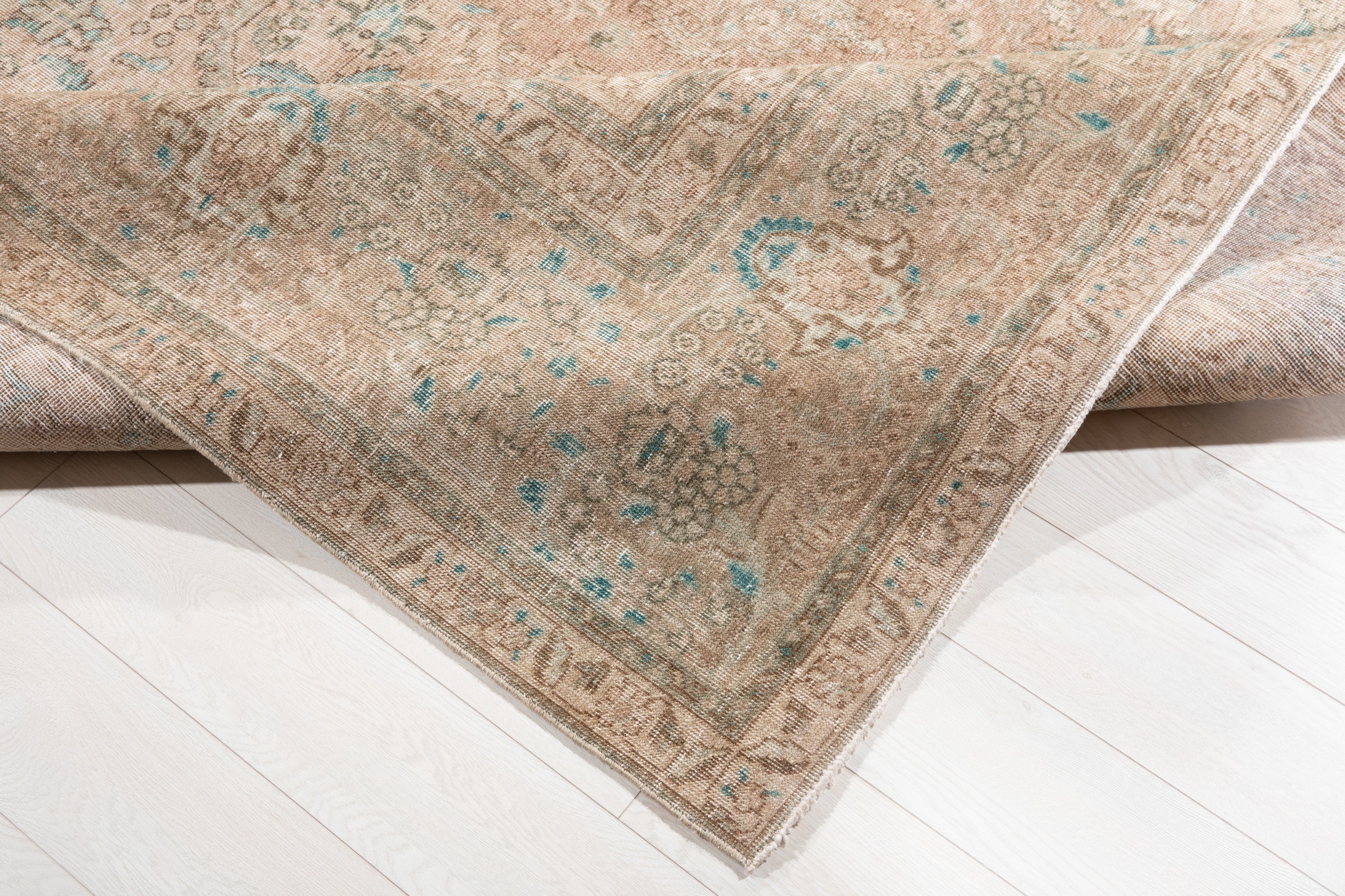 Hand-Knotted Vintage Large Wool Area Rug Faded – 12' 9" x 9' 5" (390 x 286 cm) - Yasi & Fara