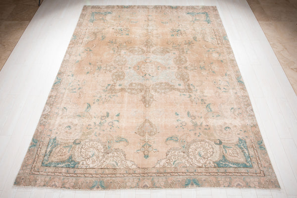 11' 2" x 8' 4" Excellent Hand-Knotted Antique Neutral Faded Large Area Rug