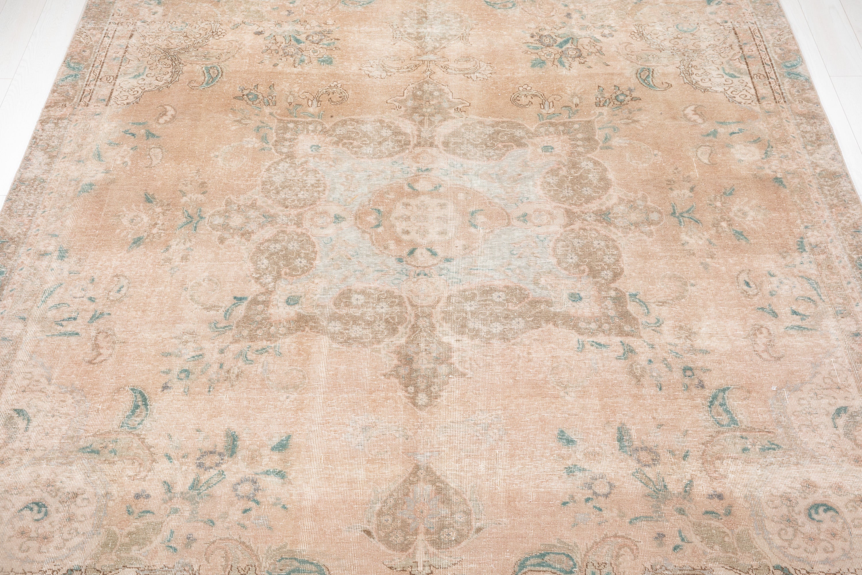 Hand-Knotted Vintage Large Wool Area Rug Faded – 11' 2" x 8' 4" (342 x 254 cm) - Yasi & Fara