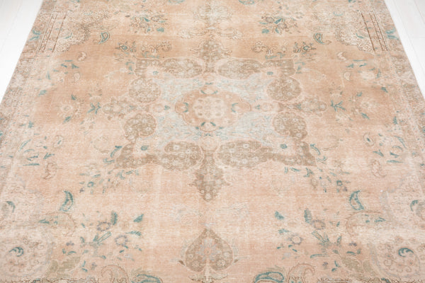 11' 2" x 8' 4" Excellent Hand-Knotted Antique Neutral Faded Large Area Rug