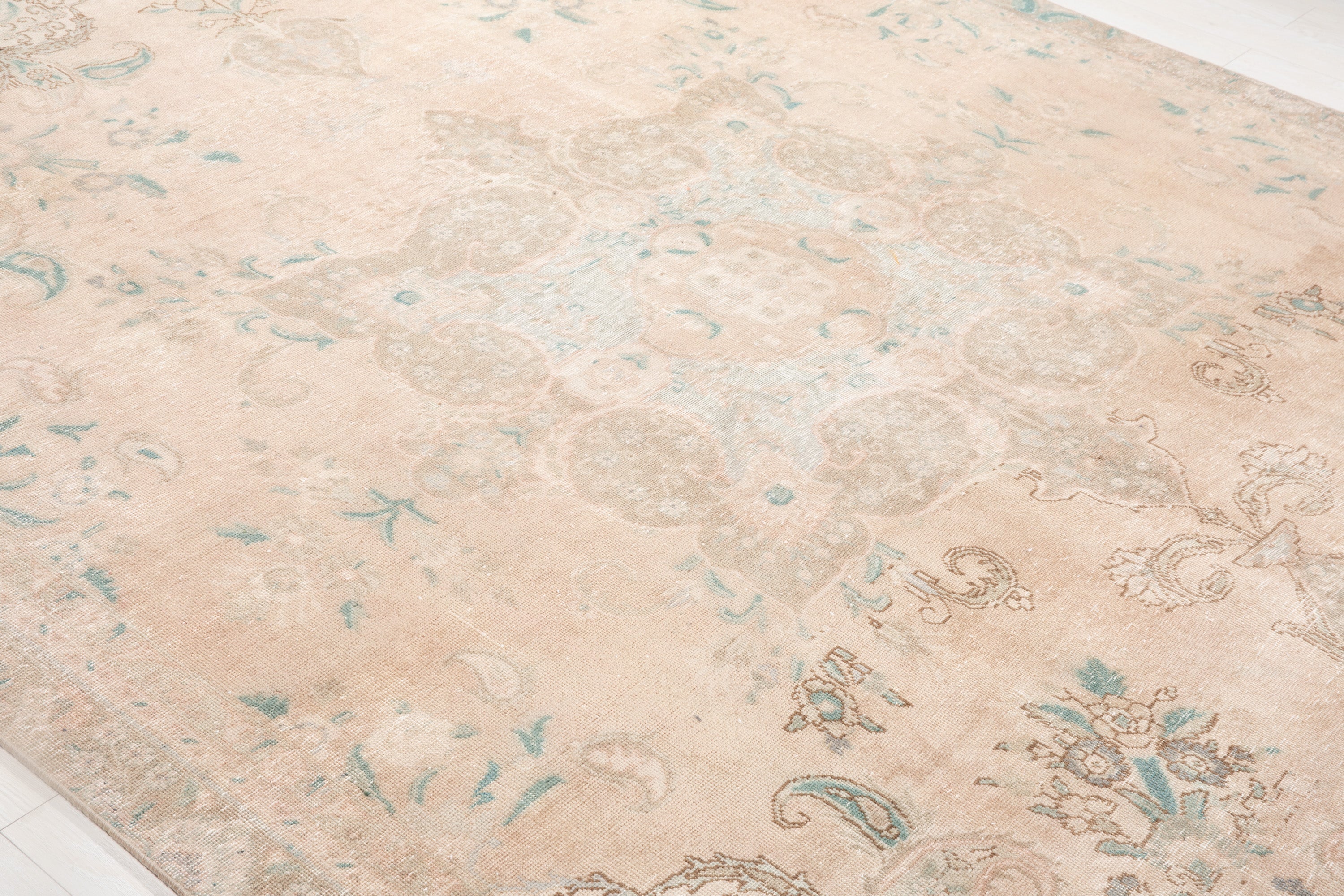 Hand-Knotted Vintage Large Wool Area Rug Faded – 11' 2" x 8' 4" (342 x 254 cm) - Yasi & Fara