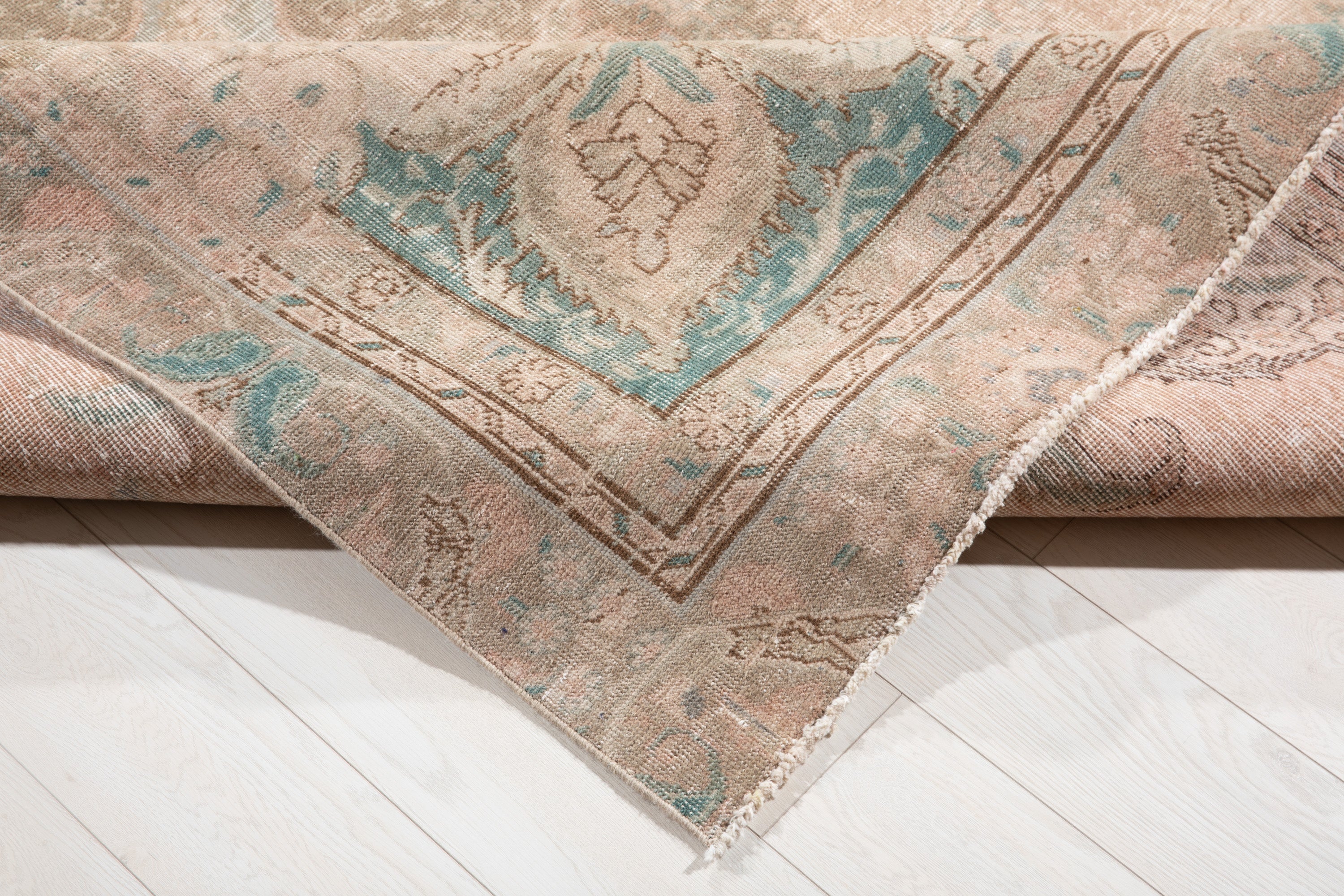 Hand-Knotted Vintage Large Wool Area Rug Faded – 11' 2" x 8' 4" (342 x 254 cm) - Yasi & Fara