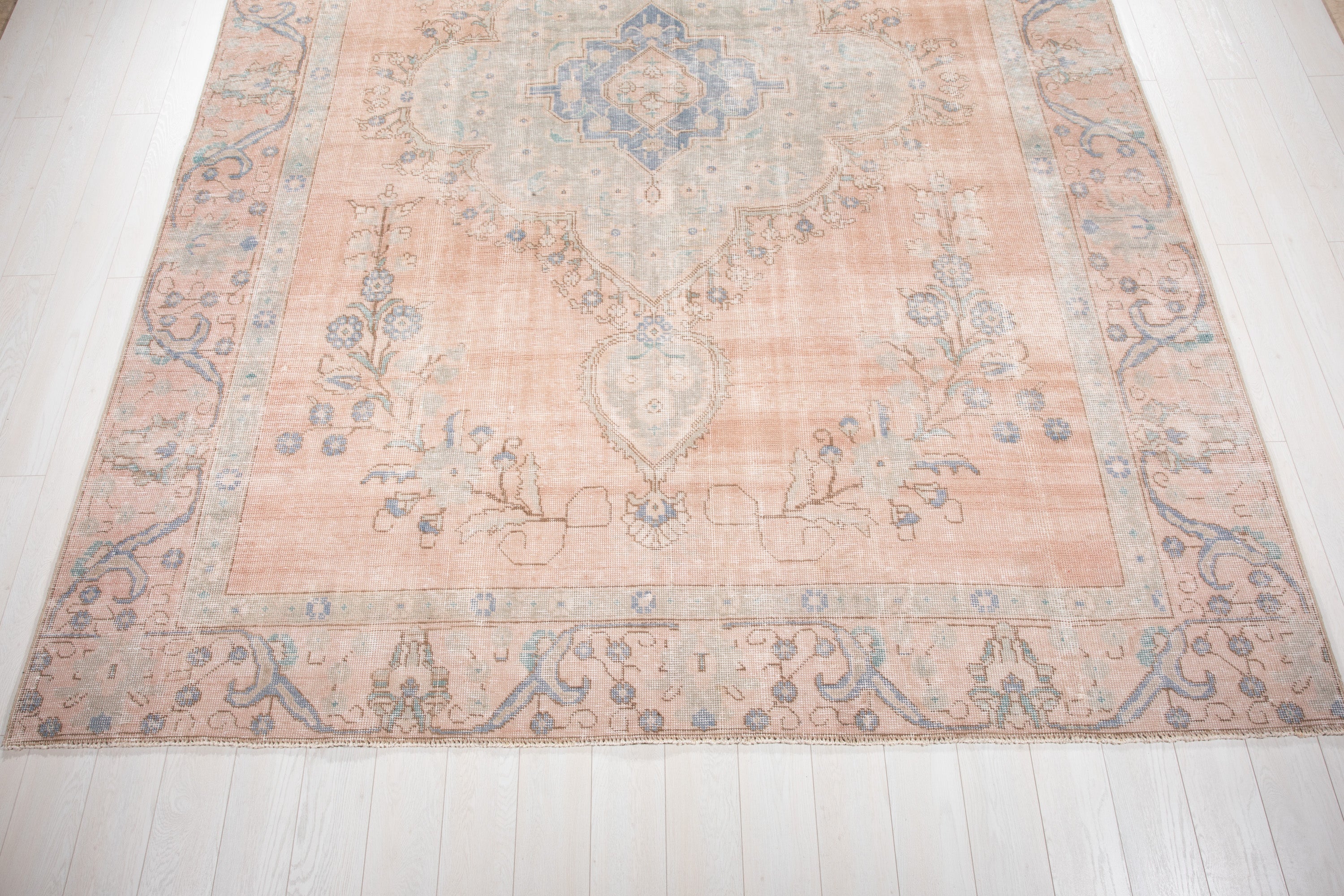 Hand-Knotted Vintage Large Wool Area Rug Faded – 12' 2" x 9' (370 x 274 cm) - Yasi & Fara