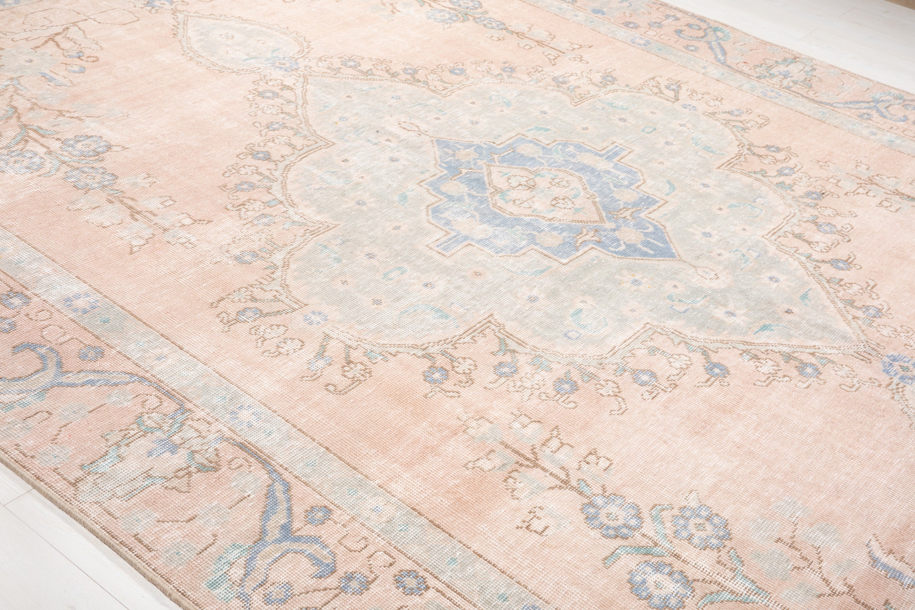 Hand-Knotted Vintage Large Wool Area Rug Faded – 12' 2" x 9' (370 x 274 cm) - Yasi & Fara