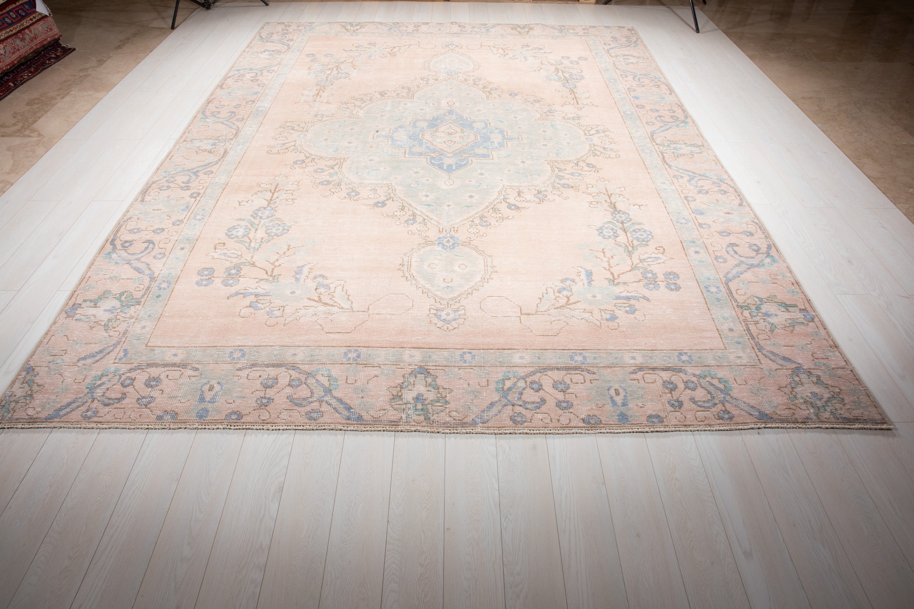 Hand-Knotted Vintage Large Wool Area Rug Faded – 12' 2" x 9' (370 x 274 cm) - Yasi & Fara