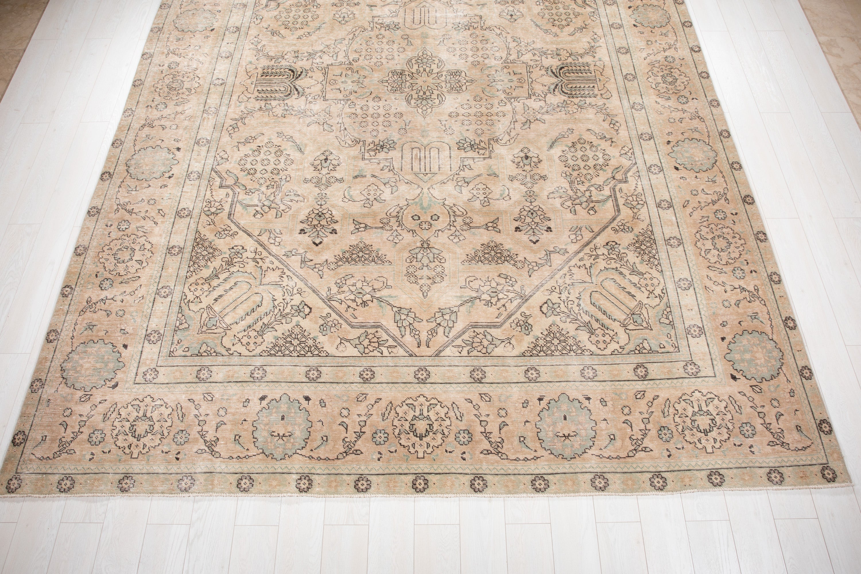 Hand-Knotted Vintage Large Wool Area Rug Faded – 12' 9" x 9' 2" (390 x 281 cm) - Yasi & Fara