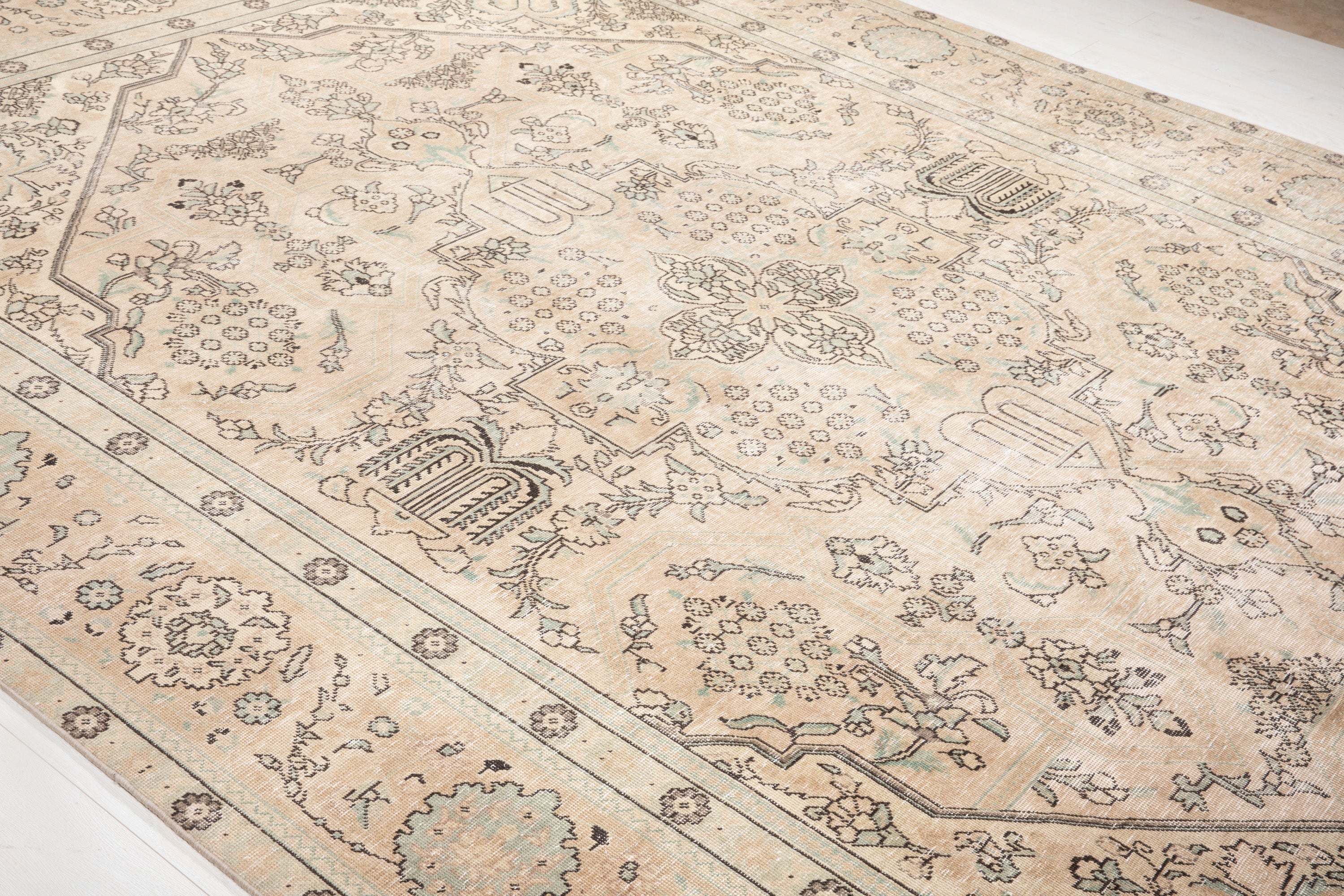 Hand-Knotted Vintage Large Wool Area Rug Faded – 12' 9" x 9' 2" (390 x 281 cm) - Yasi & Fara