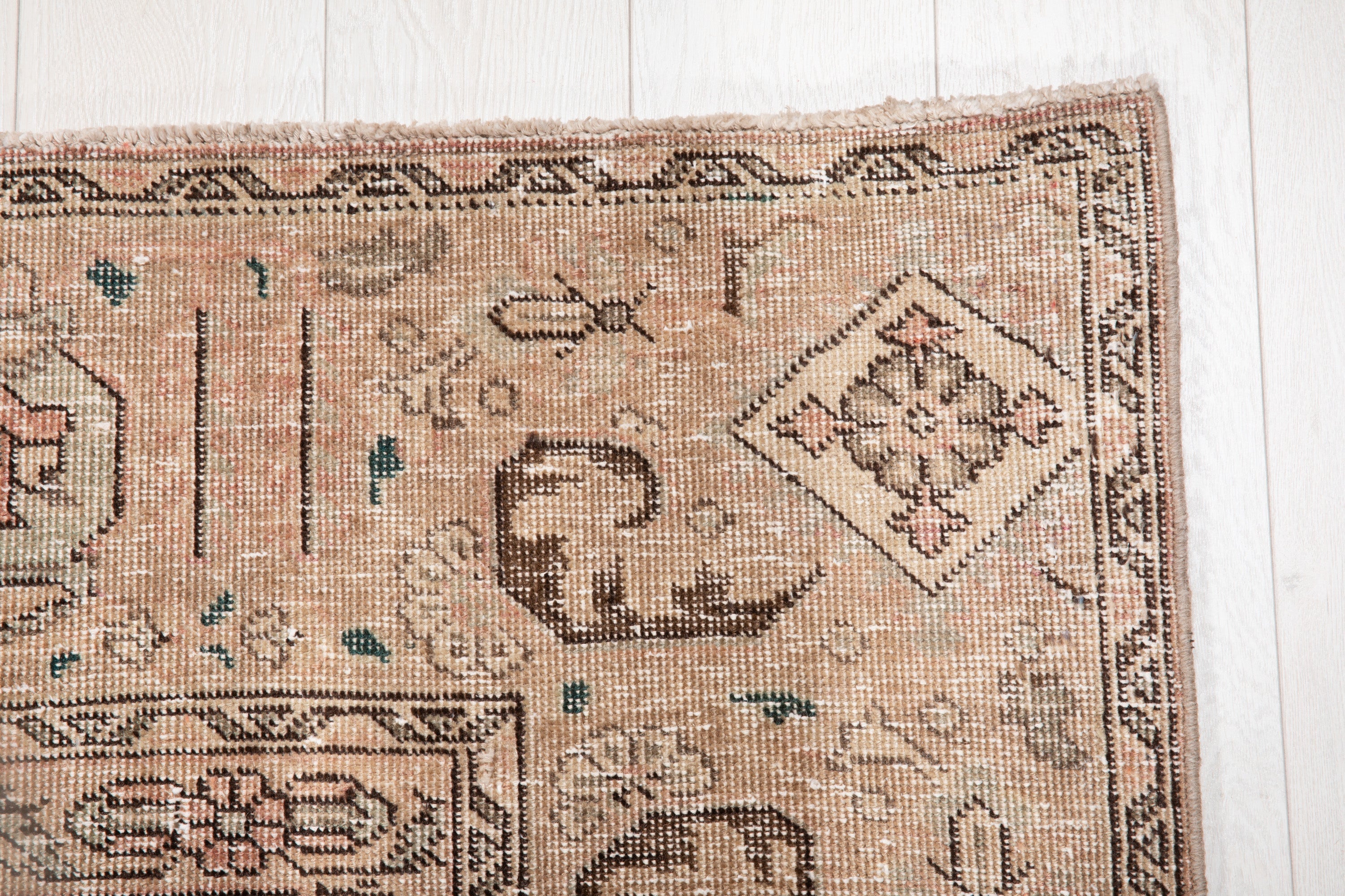 Hand-Knotted Vintage Large Wool Area Rug Faded – 12' 5" x 9' 3" (378 x 283 cm) - Yasi & Fara