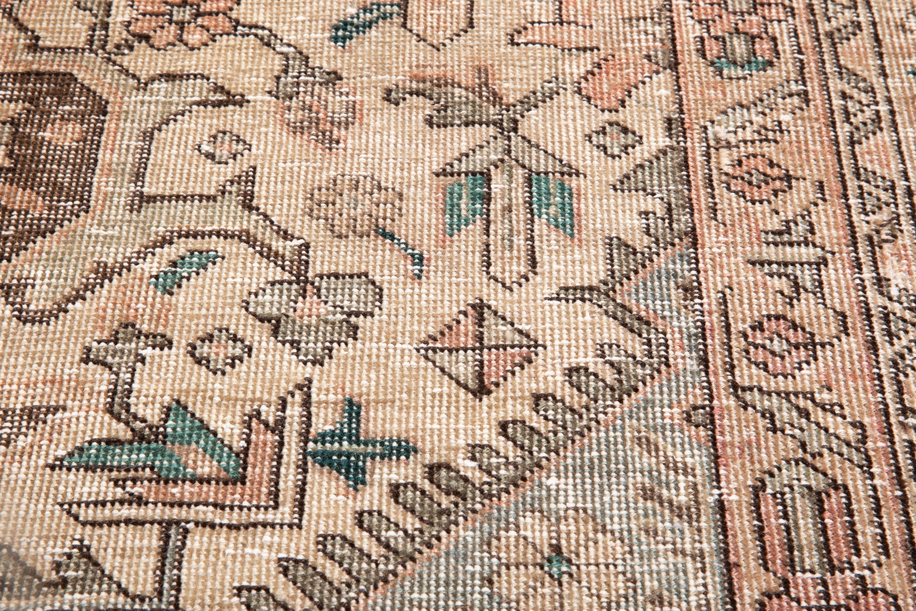 Hand-Knotted Vintage Large Wool Area Rug Faded – 12' 5" x 9' 3" (378 x 283 cm) - Yasi & Fara