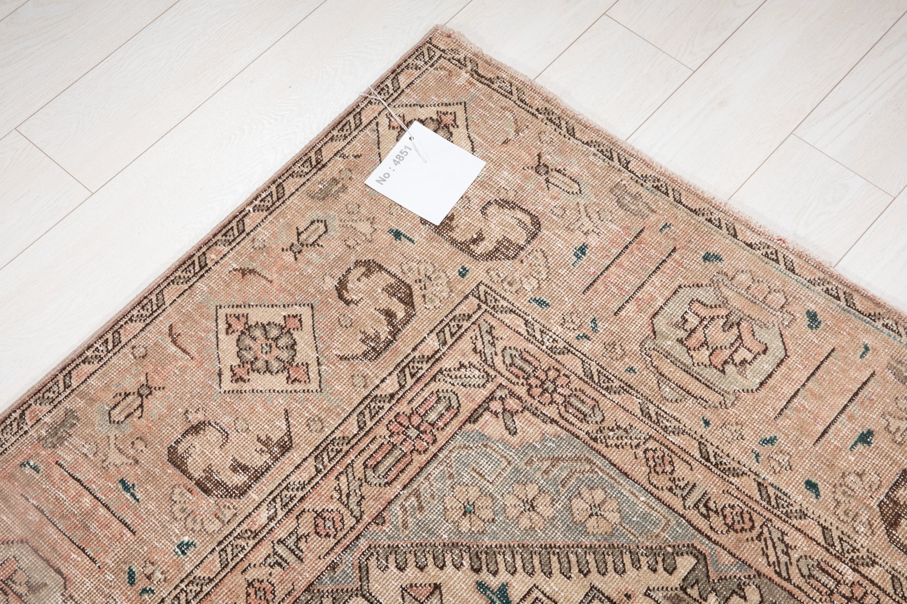 Hand-Knotted Vintage Large Wool Area Rug Faded – 12' 5" x 9' 3" (378 x 283 cm) - Yasi & Fara
