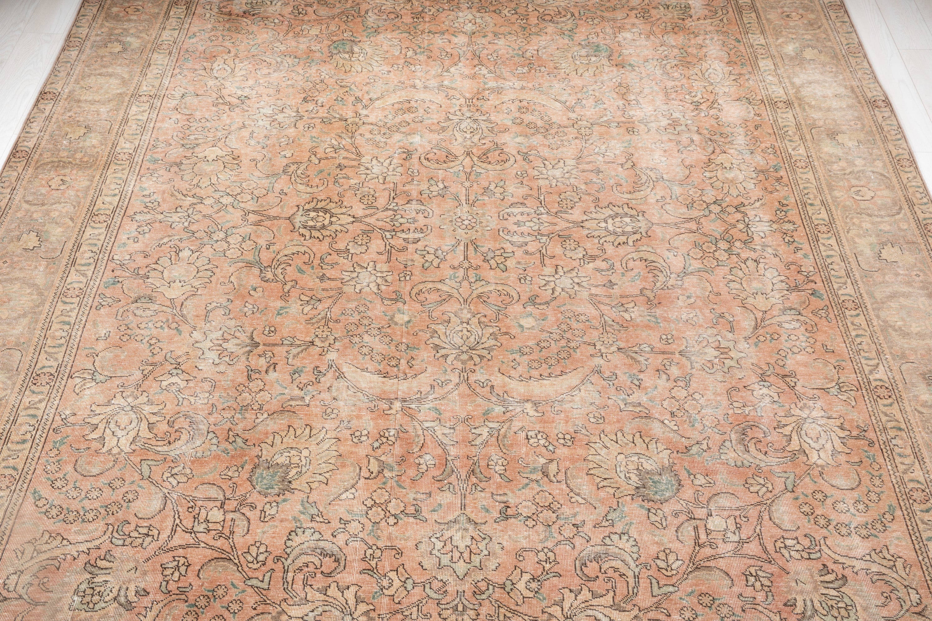 Hand-Knotted Vintage Large Wool Area Rug Faded – 12' 6" x 9' 6" (382 x 291 cm) - Yasi & Fara