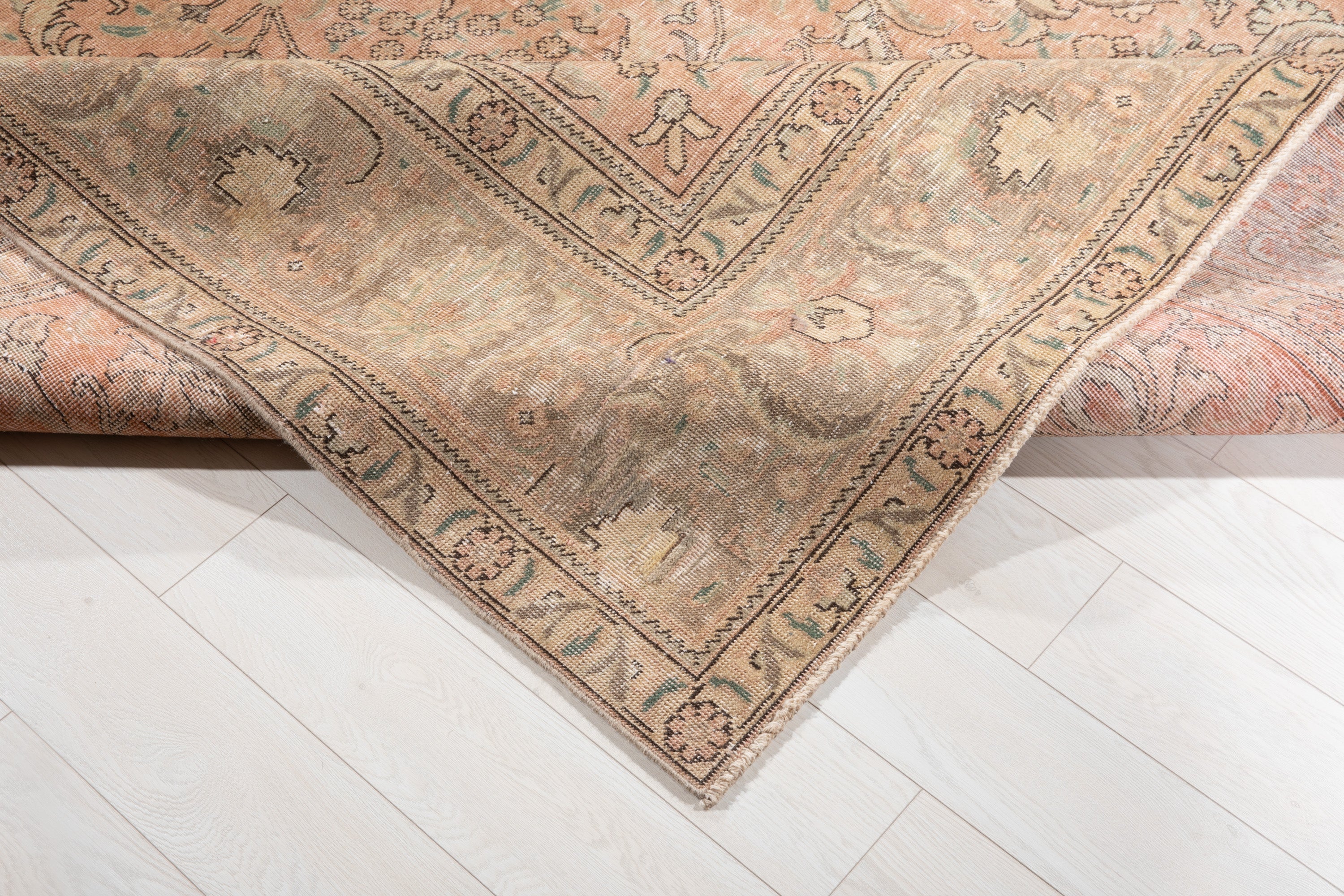 Hand-Knotted Vintage Large Wool Area Rug Faded – 12' 6" x 9' 6" (382 x 291 cm) - Yasi & Fara