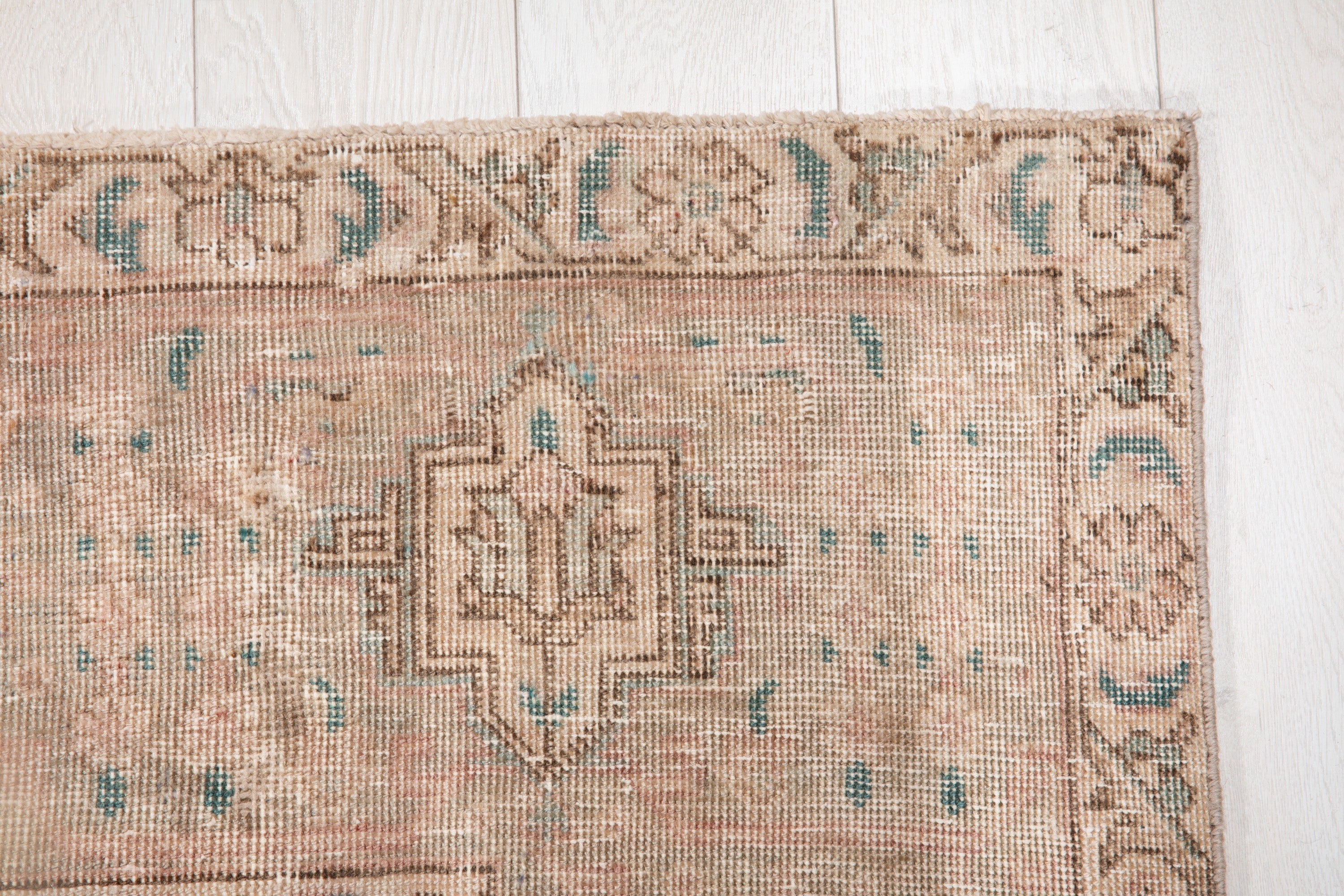 Hand-Knotted Vintage Large Wool Area Rug Faded – 12' 2" x 9' 1" (371 x 278 cm) - Yasi & Fara