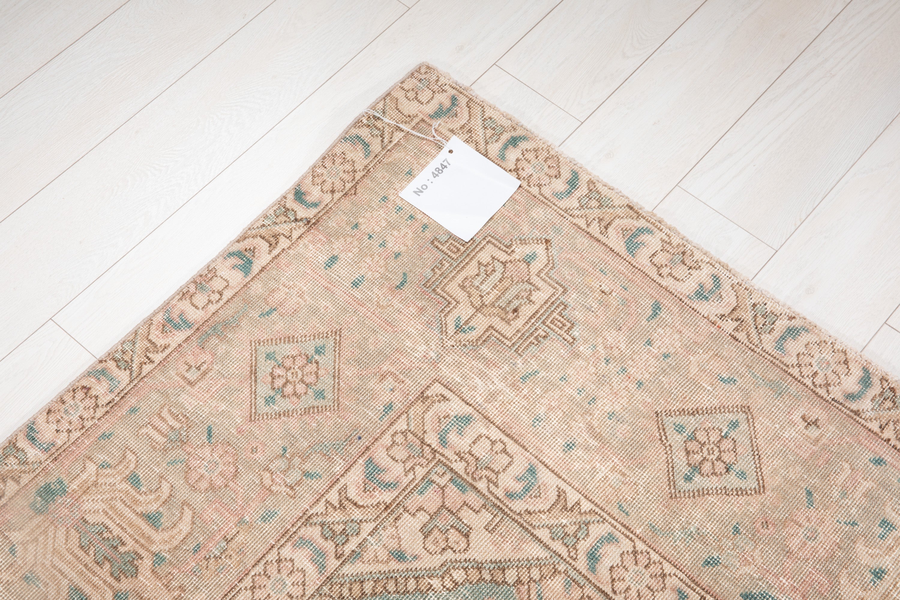 Hand-Knotted Vintage Large Wool Area Rug Faded – 12' 2" x 9' 1" (371 x 278 cm) - Yasi & Fara