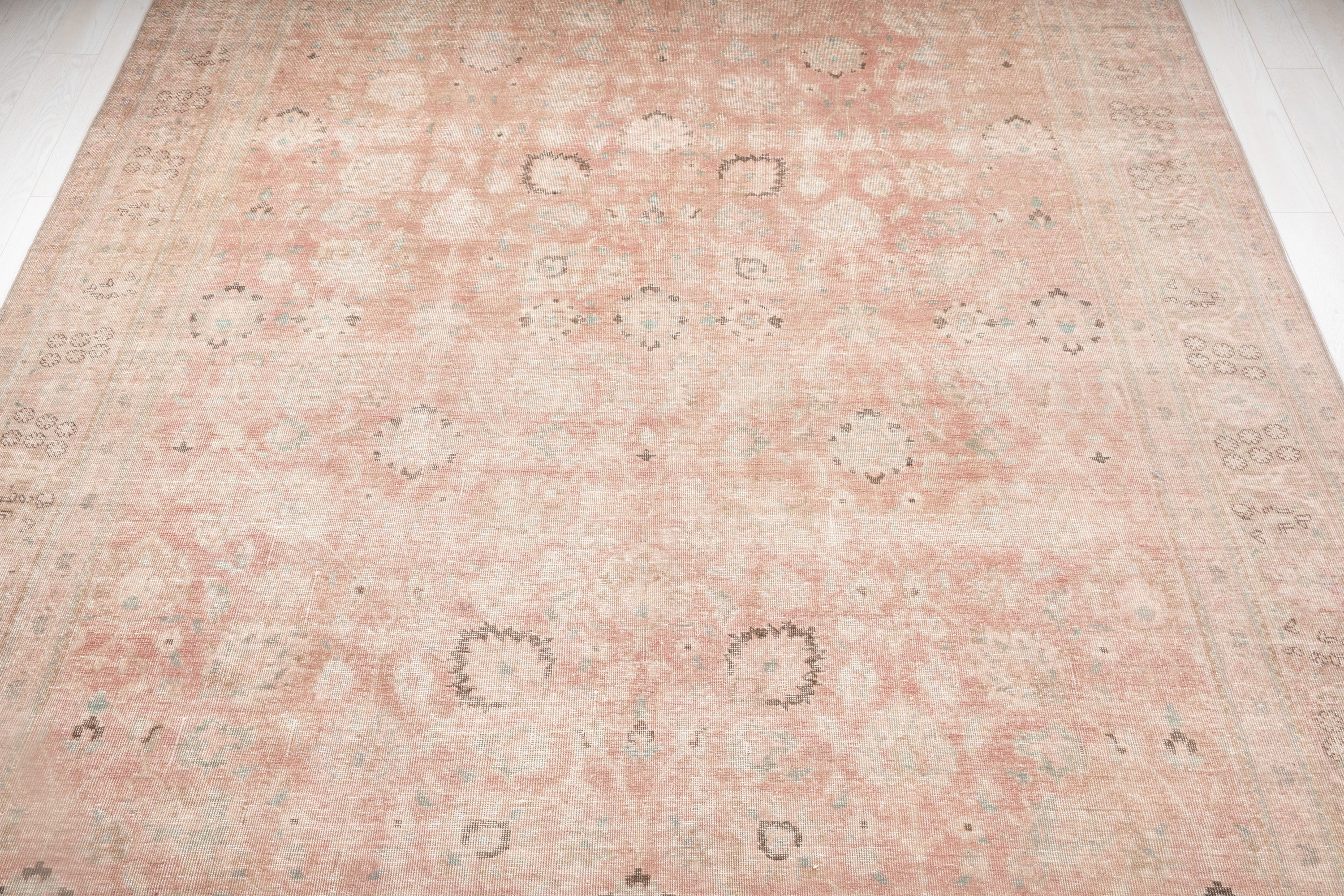 Hand-Knotted Vintage Large Wool Area Rug Faded – 12' 5" x 9' 3" (378 x 282 cm) - Yasi & Fara