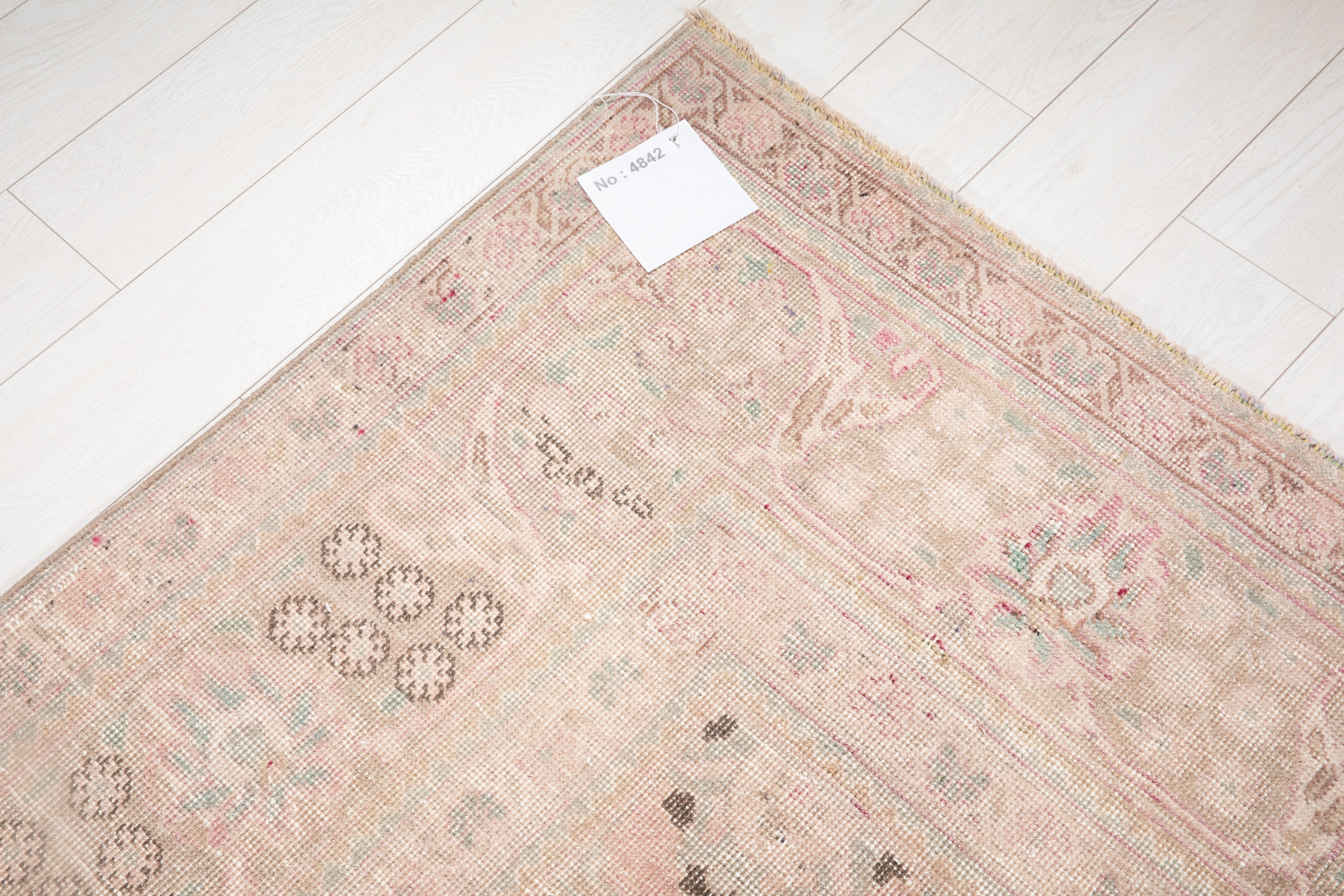Hand-Knotted Vintage Large Wool Area Rug Faded – 12' 5" x 9' 3" (378 x 282 cm) - Yasi & Fara