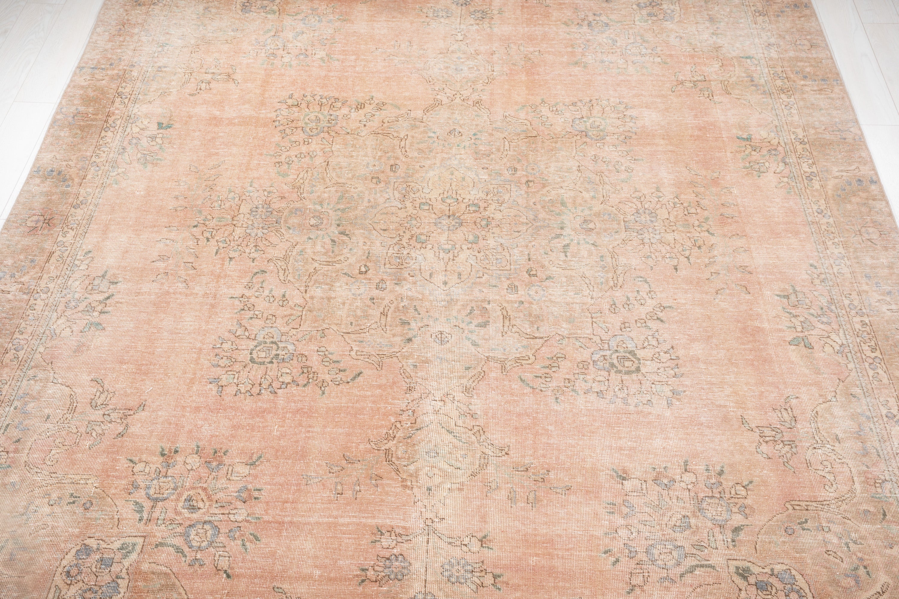 Hand-Knotted Vintage Large Wool Area Rug Faded – 11' 9" x 8' 11" (359 x 273 cm) - Yasi & Fara