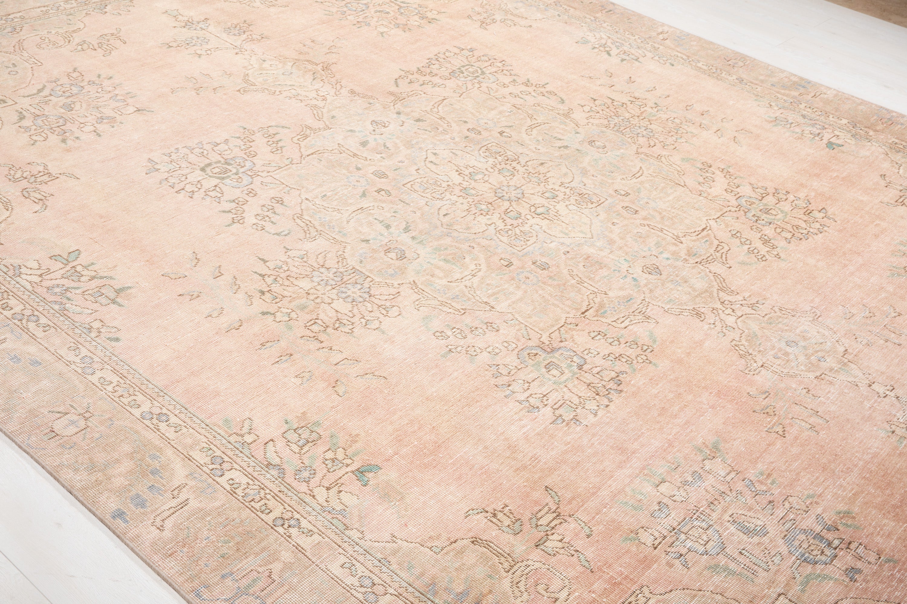 Hand-Knotted Vintage Large Wool Area Rug Faded – 11' 9" x 8' 11" (359 x 273 cm) - Yasi & Fara
