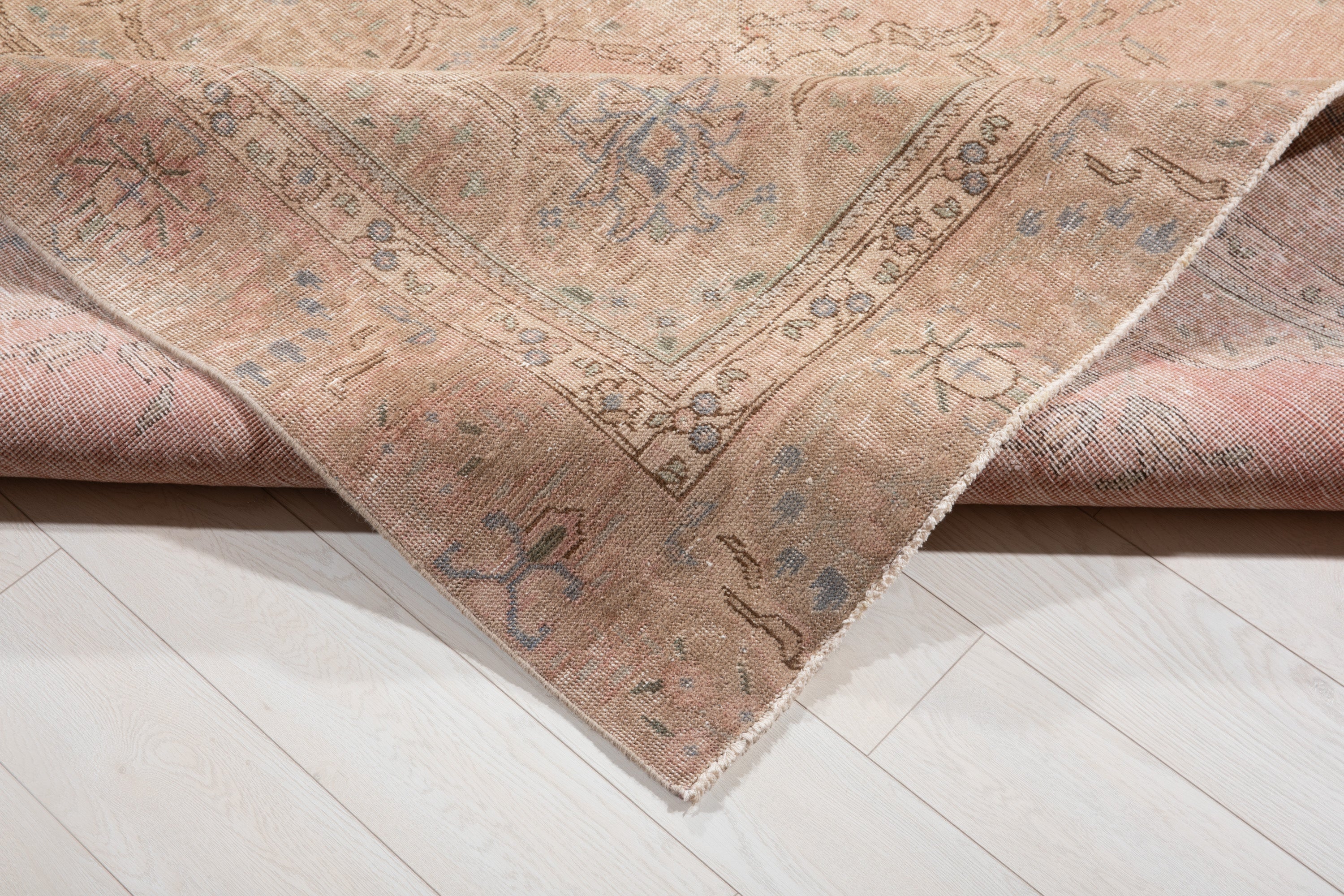 Hand-Knotted Vintage Large Wool Area Rug Faded – 11' 9" x 8' 11" (359 x 273 cm) - Yasi & Fara