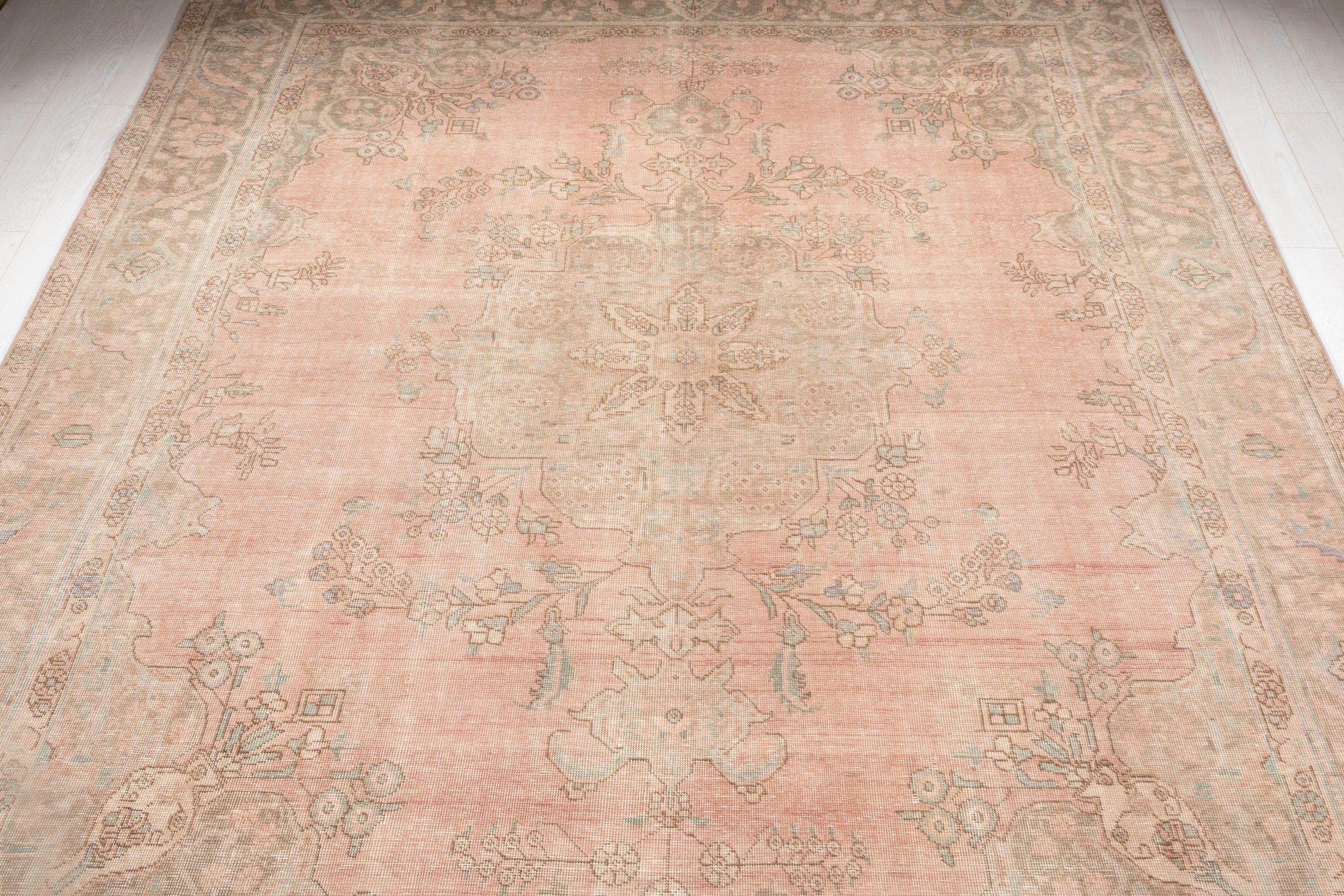 Hand-Knotted Vintage Large Wool Area Rug Faded – 12' 6" x 9' 7" (380 x 293 cm) - Yasi & Fara