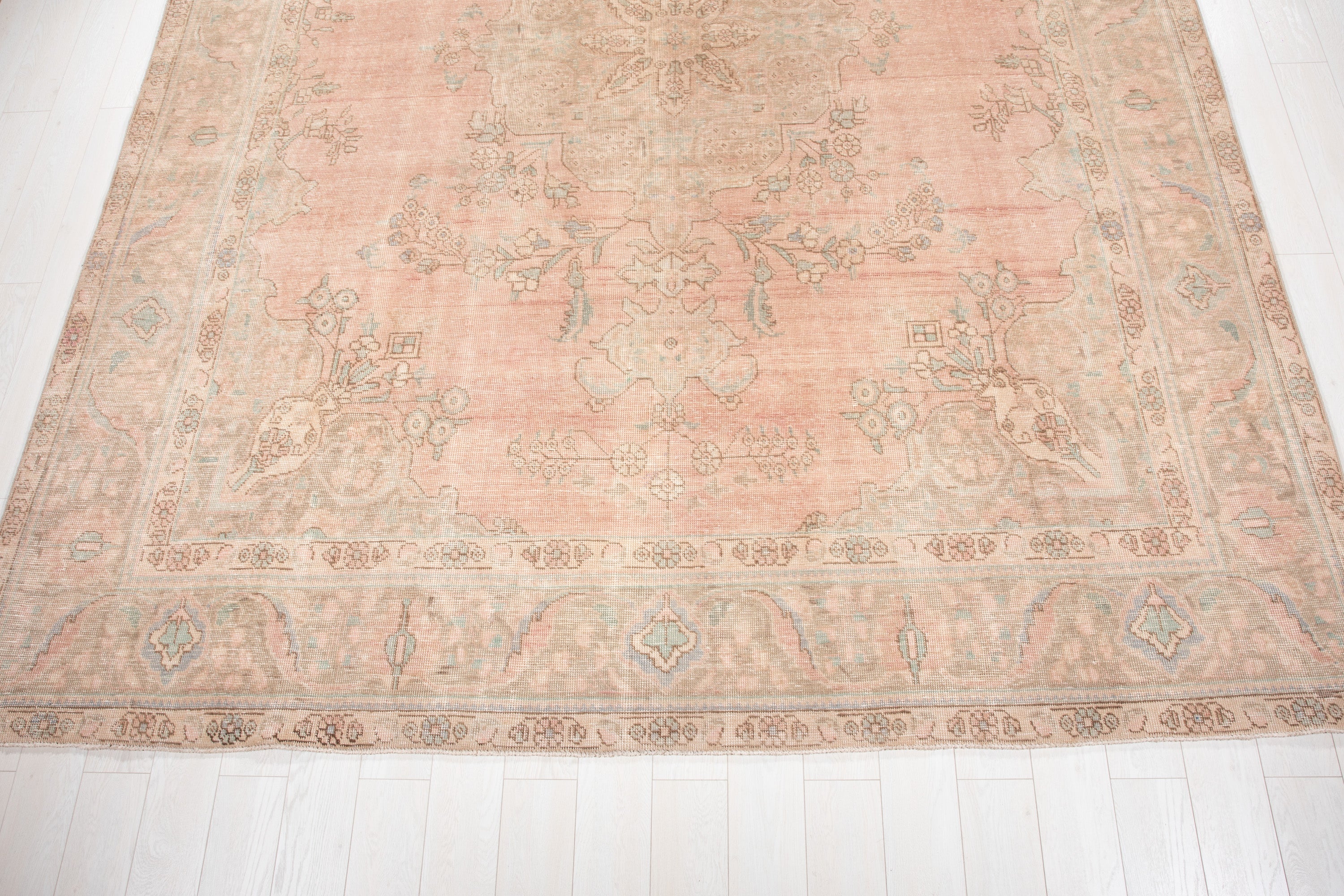 Hand-Knotted Vintage Large Wool Area Rug Faded – 12' 6" x 9' 7" (380 x 293 cm) - Yasi & Fara