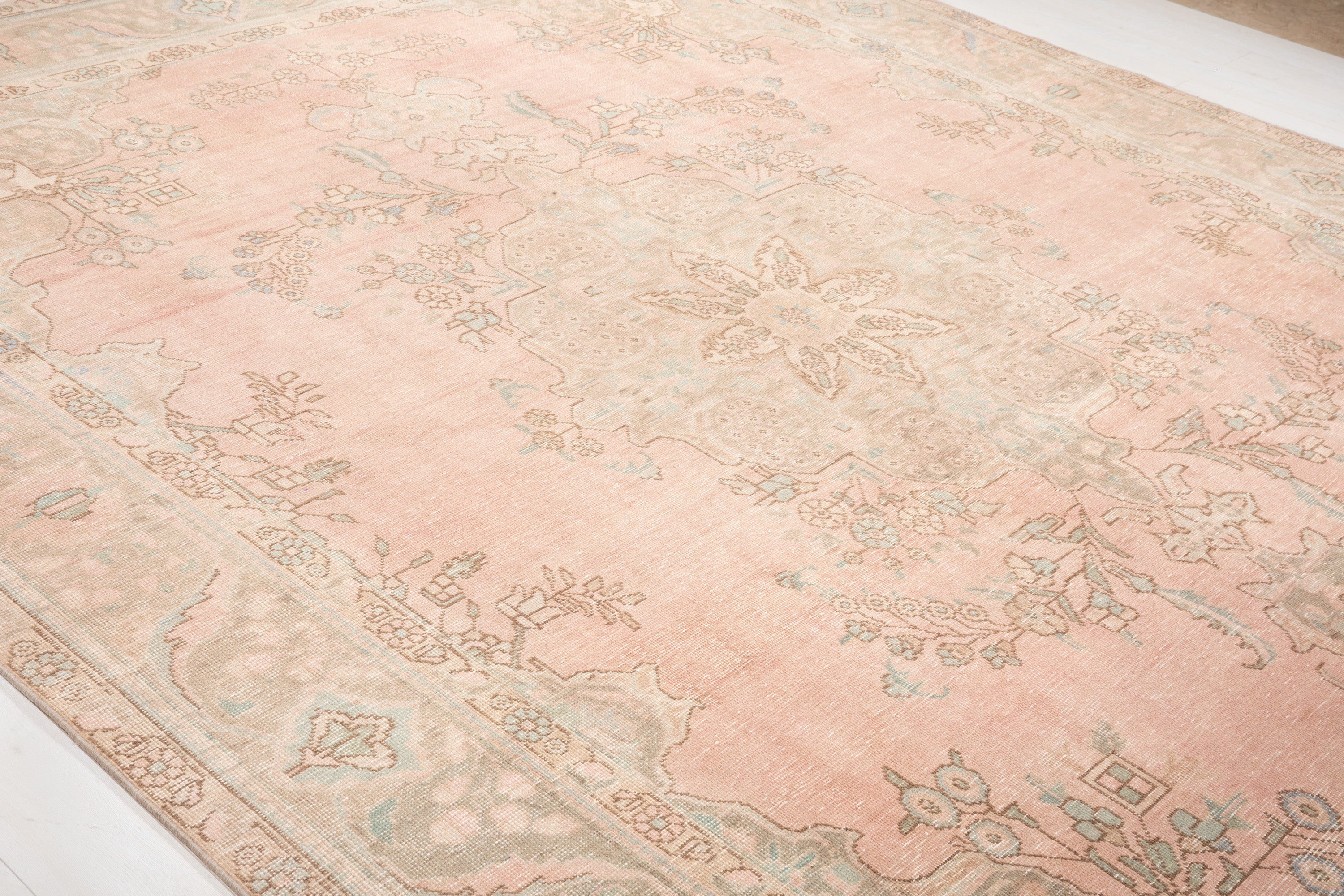 Hand-Knotted Vintage Large Wool Area Rug Faded – 12' 6" x 9' 7" (380 x 293 cm) - Yasi & Fara