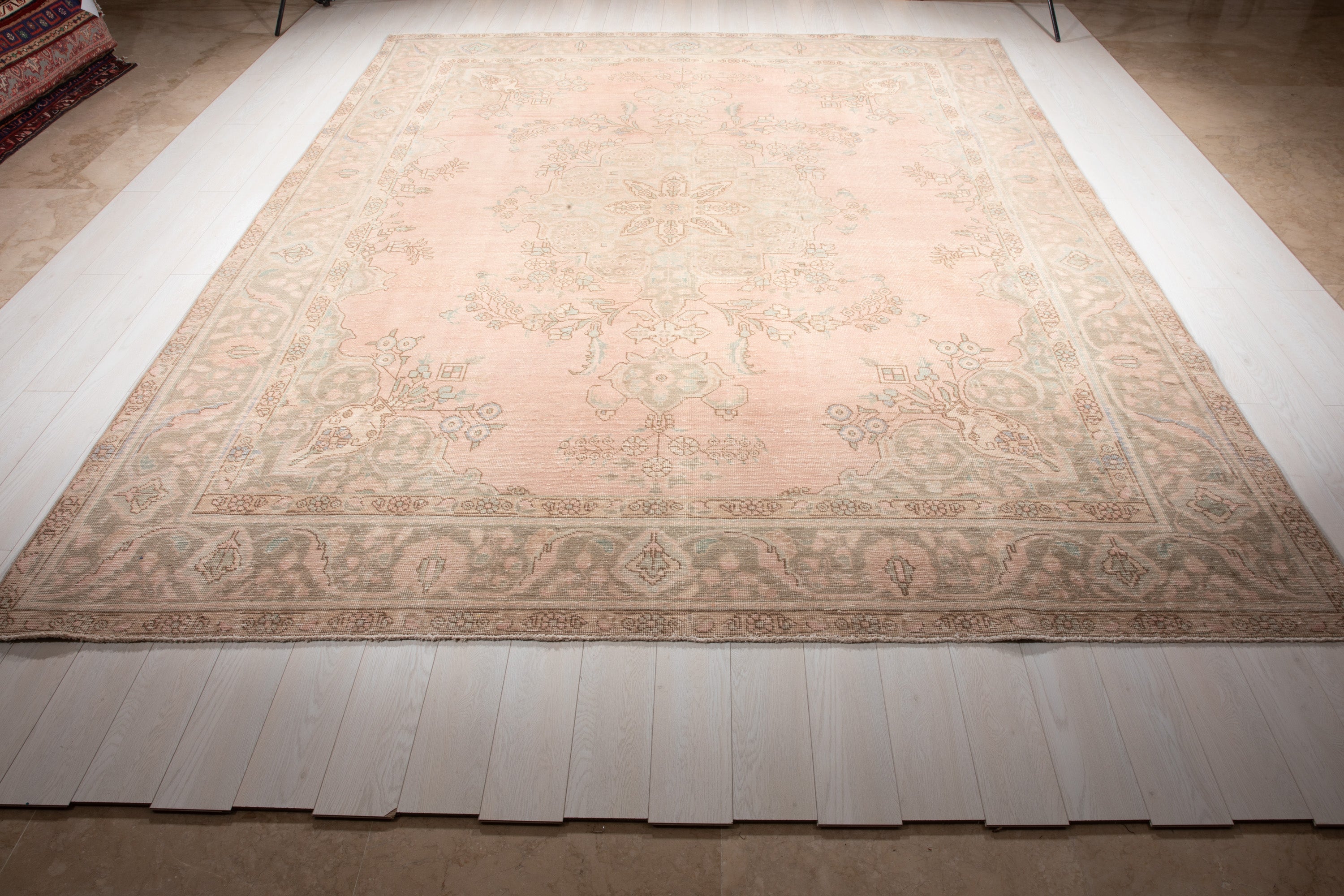 Hand-Knotted Vintage Large Wool Area Rug Faded – 12' 6" x 9' 7" (380 x 293 cm) - Yasi & Fara