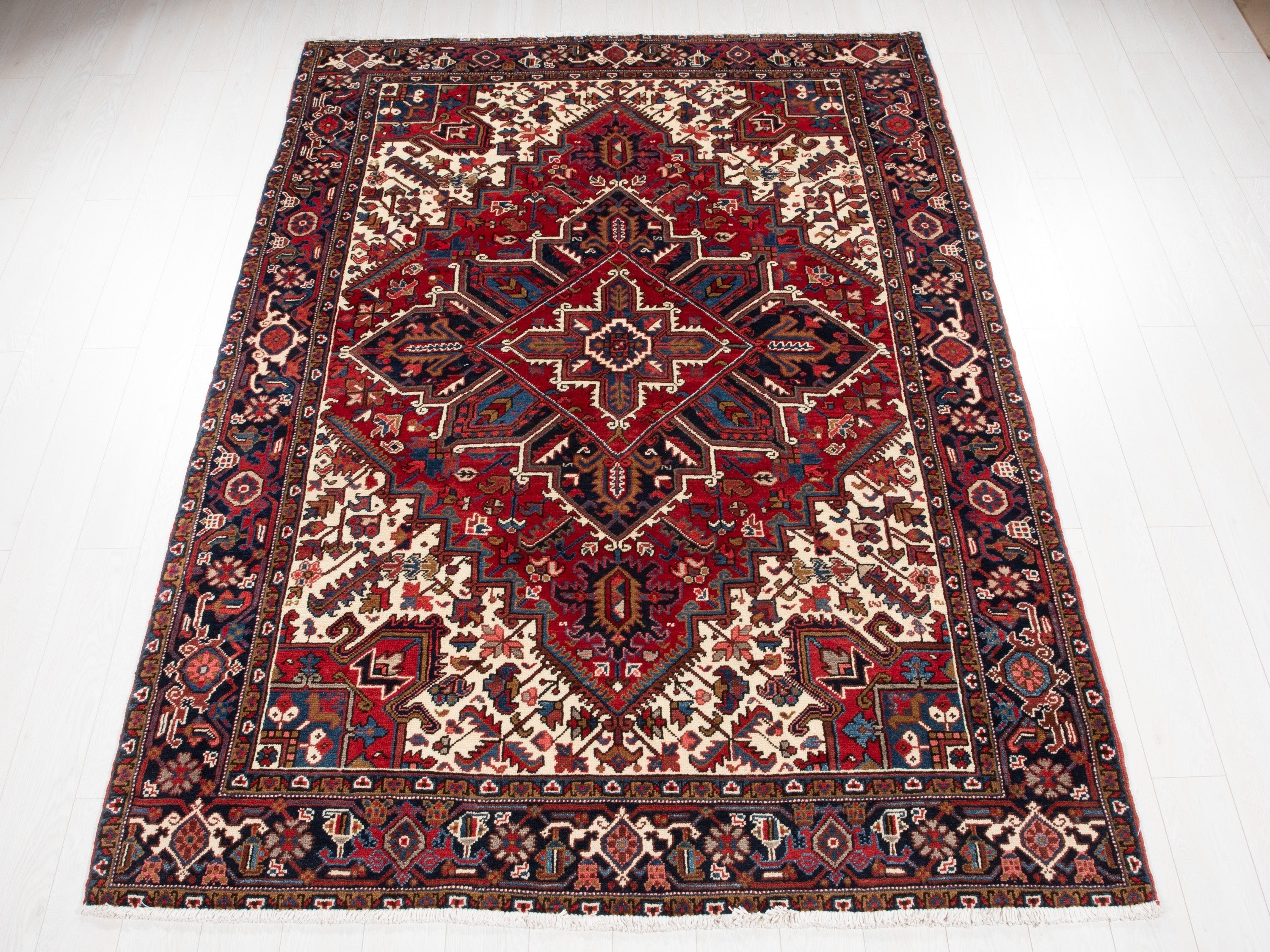 Hand-Knotted Vintage Wool Area Rug – 9' 1" x 6' 4" (278 x 193 cm) - Yasi & Fara