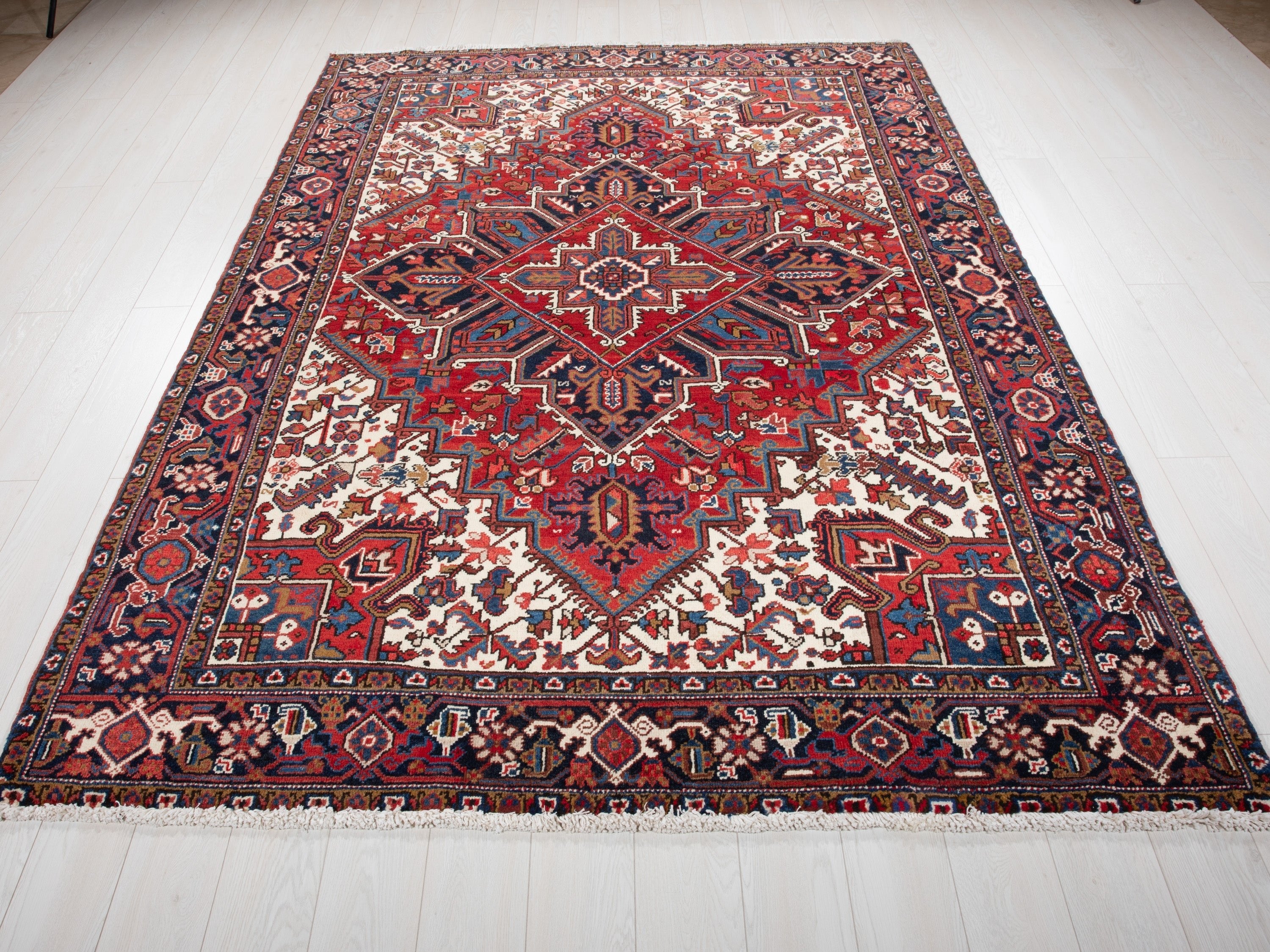 Hand-Knotted Vintage Wool Area Rug – 9' 1" x 6' 4" (278 x 193 cm) - Yasi & Fara