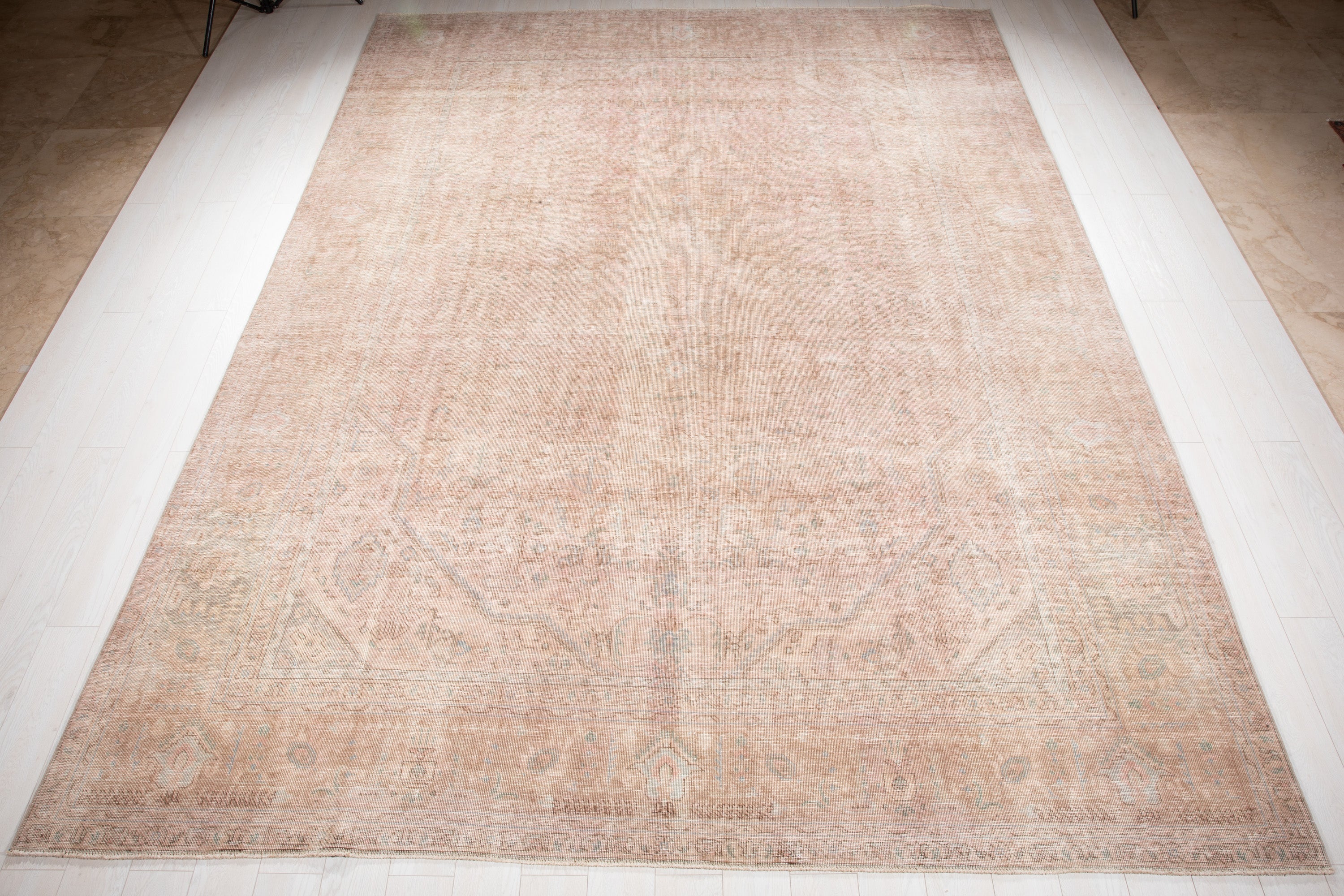 Hand-Knotted Vintage Large Wool Area Rug Faded – 12' 7" x 9' 4" (383 x 285 cm) - Yasi & Fara
