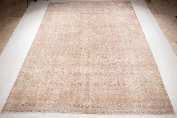 12' 7" x 9' 4" Excellent Hand-Knotted Antique Faded Neutral Large Area Rug