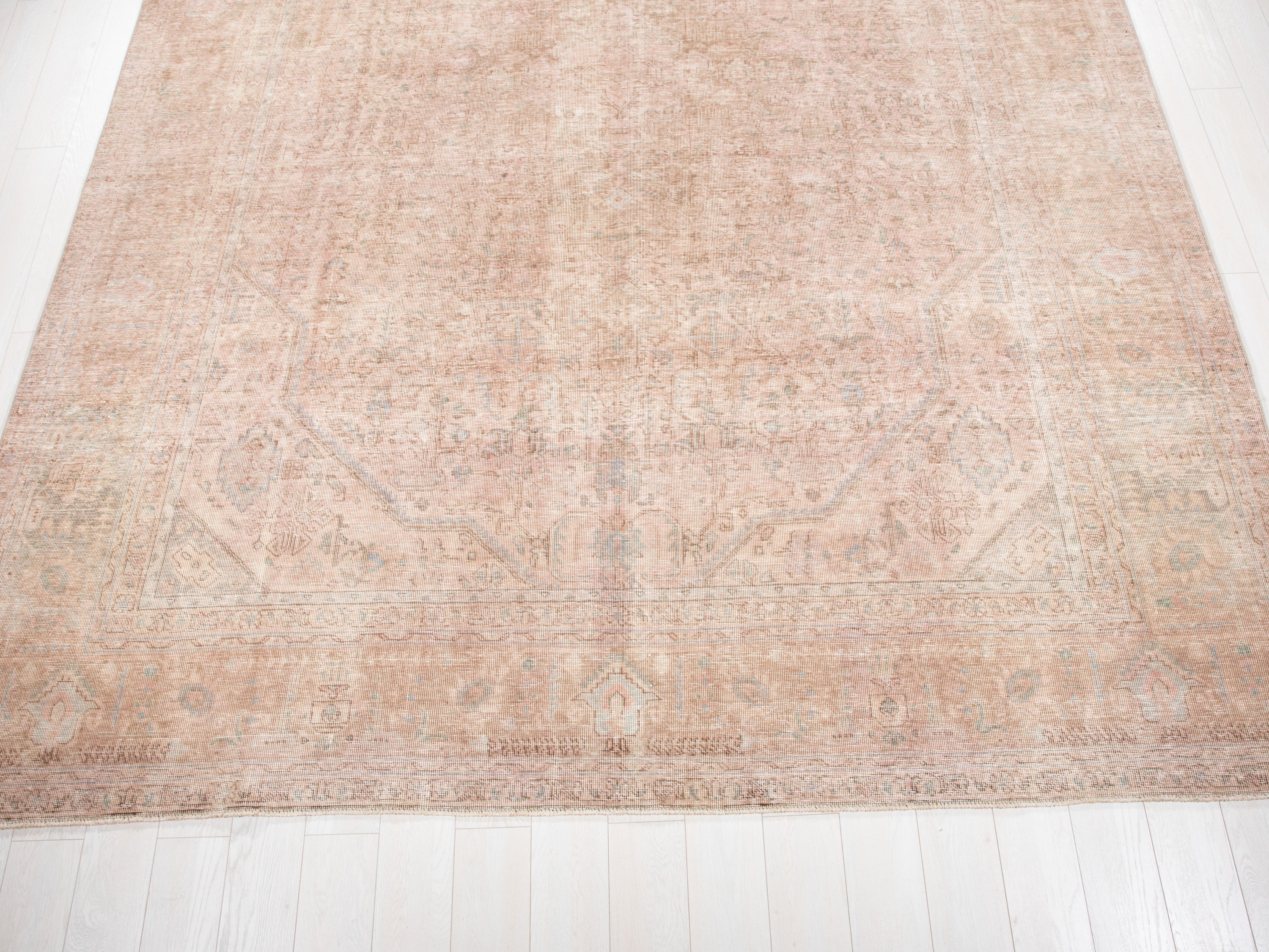 Hand-Knotted Vintage Large Wool Area Rug Faded – 12' 7" x 9' 4" (383 x 285 cm) - Yasi & Fara