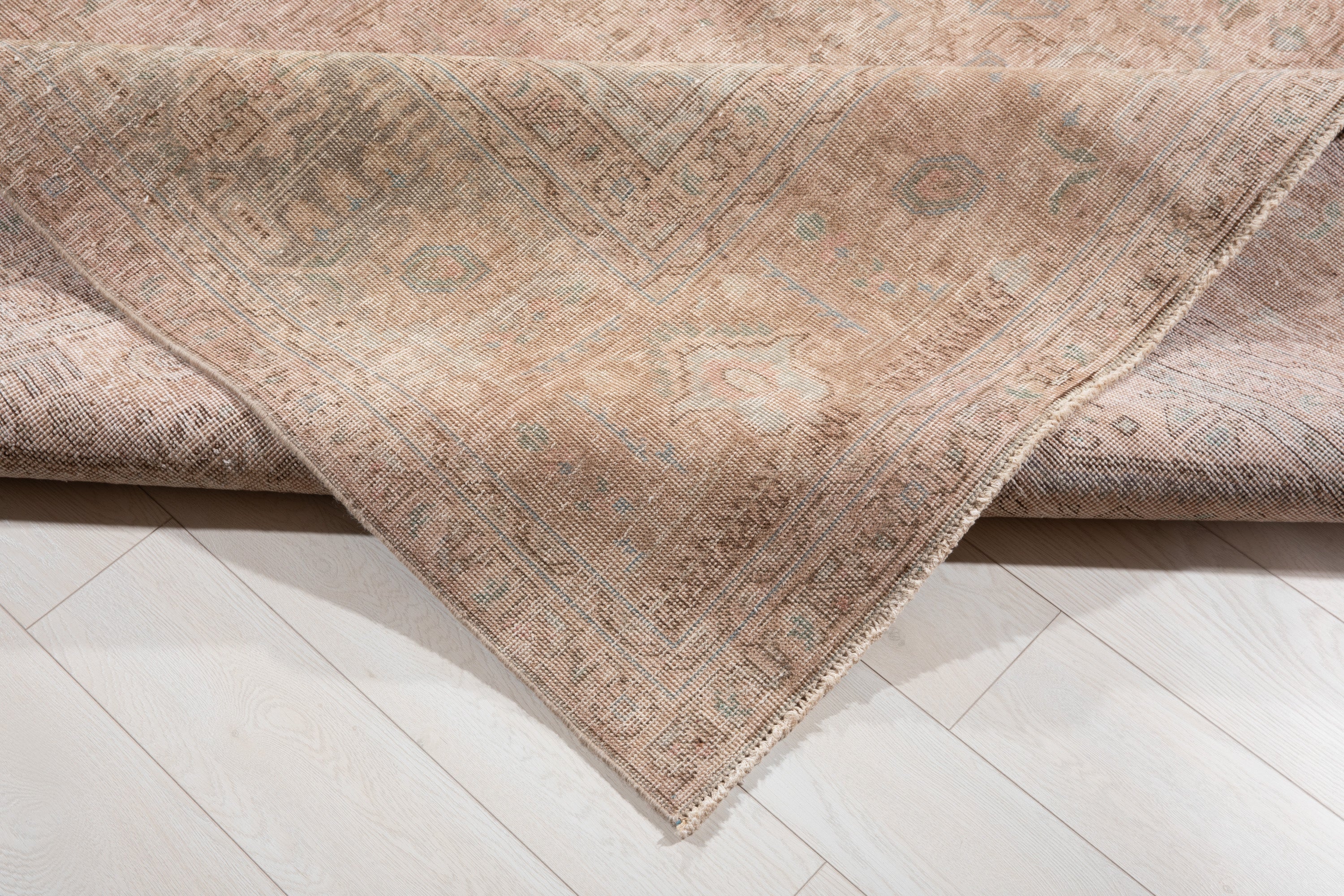 Hand-Knotted Vintage Large Wool Area Rug Faded – 12' 7" x 9' 4" (383 x 285 cm) - Yasi & Fara