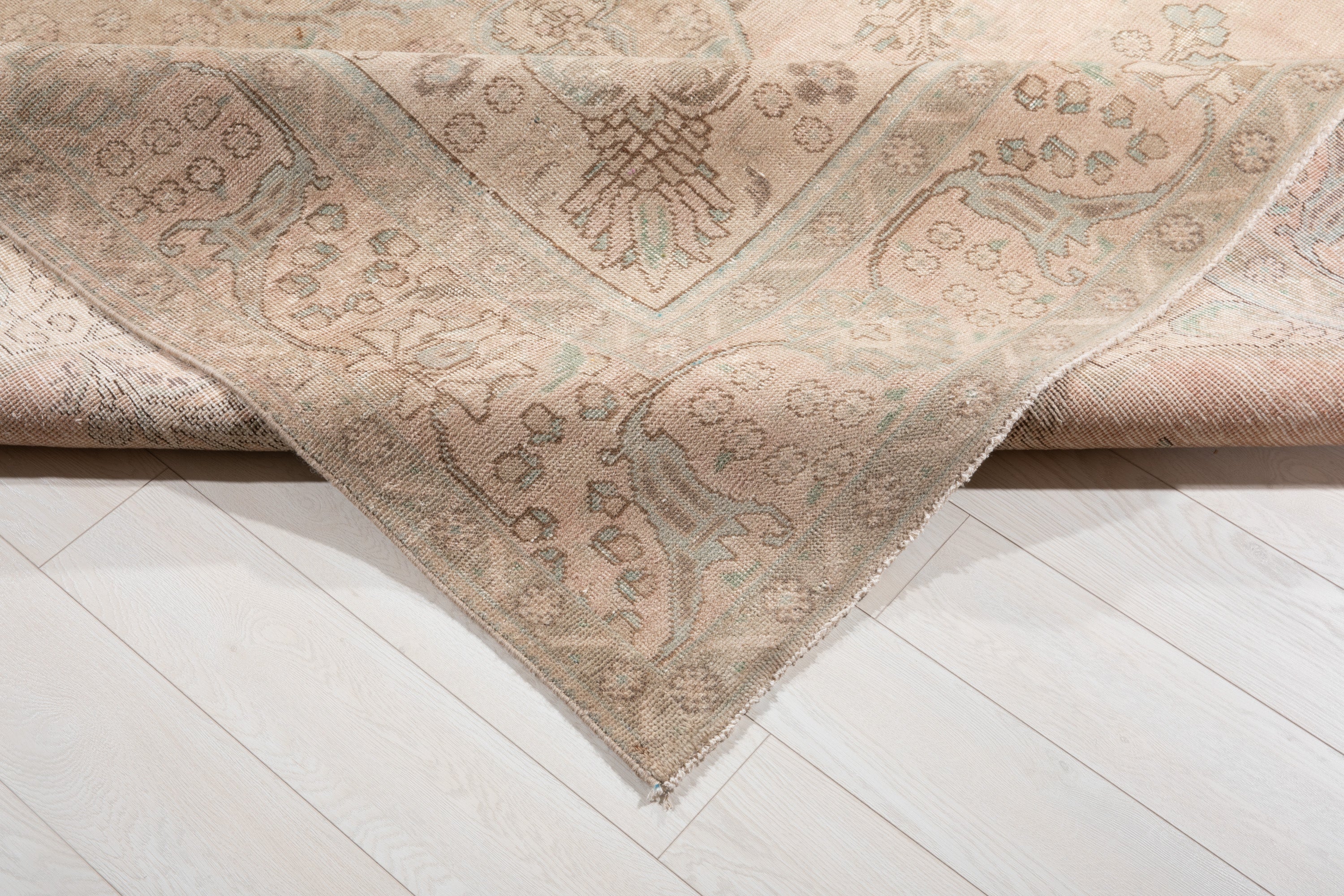 Hand-Knotted Vintage Large Wool Area Rug Faded – 12' 7" x 9' 6" (384 x 290 cm) - Yasi & Fara