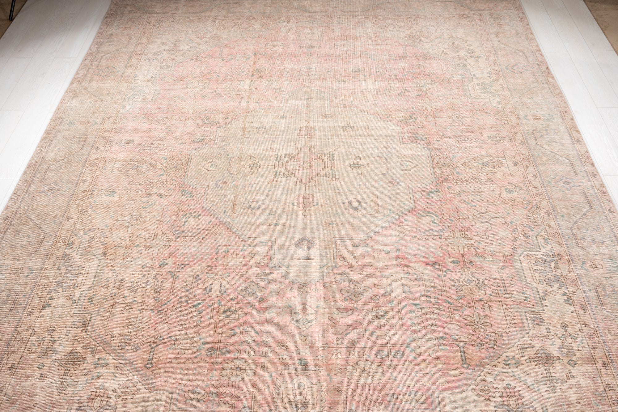 Hand-Knotted Vintage Large Wool Area Rug Faded – 12' 9" x 9' 10" (389 x 300 cm) - Yasi & Fara