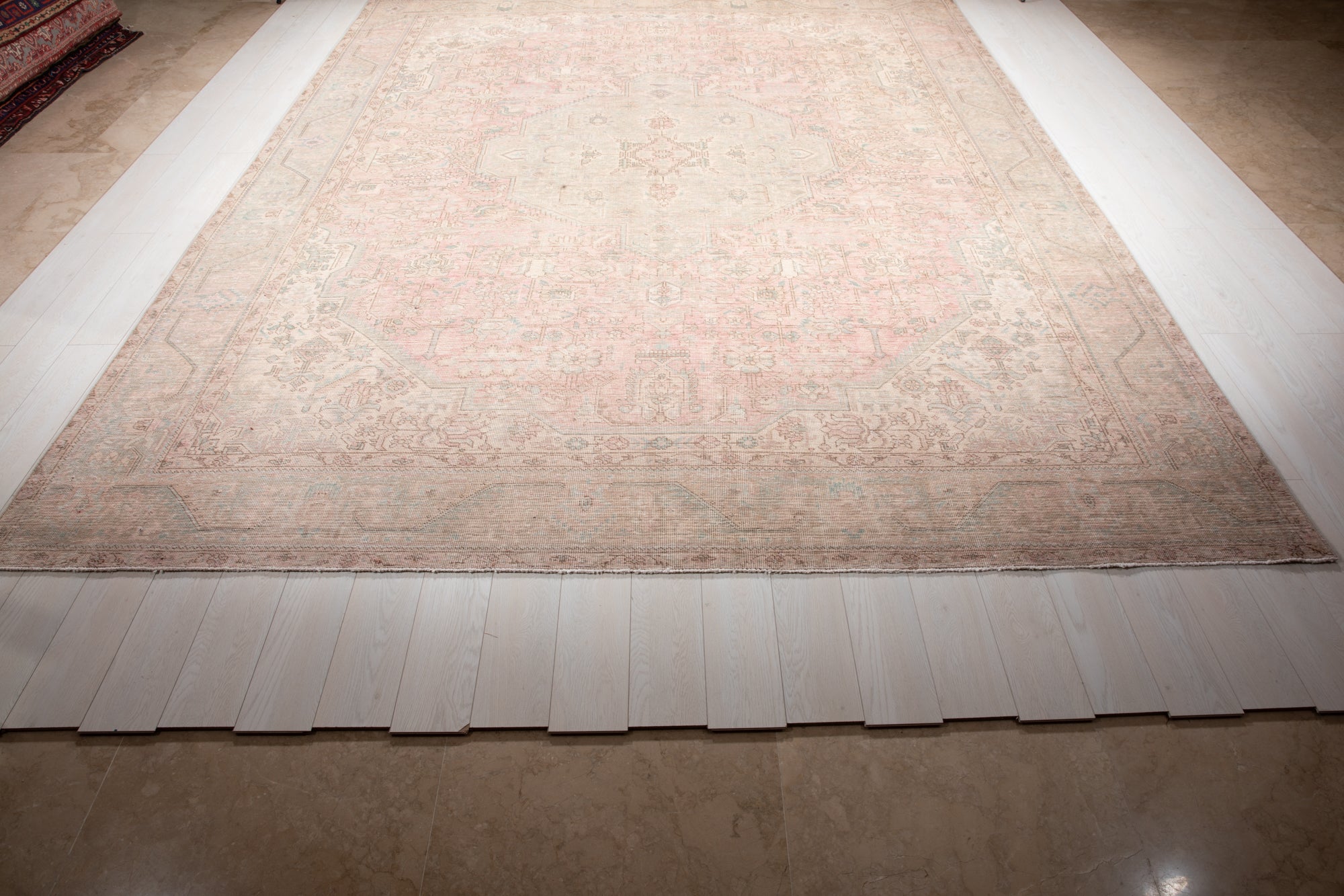 Hand-Knotted Vintage Large Wool Area Rug Faded – 12' 9" x 9' 10" (389 x 300 cm) - Yasi & Fara
