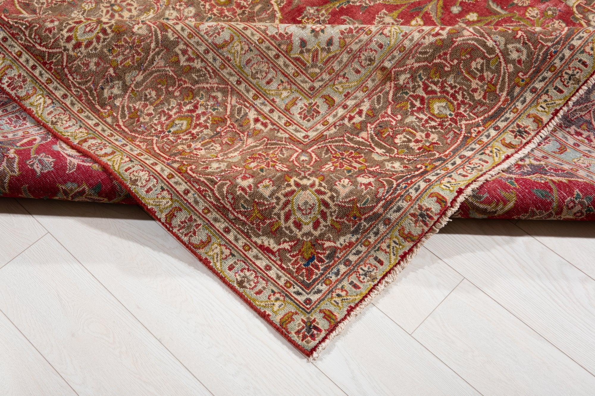 Hand-Knotted Vintage Large Wool Area Rug Faded – 10' 9" x 7' 10" (329 x 240 cm) - Yasi & Fara