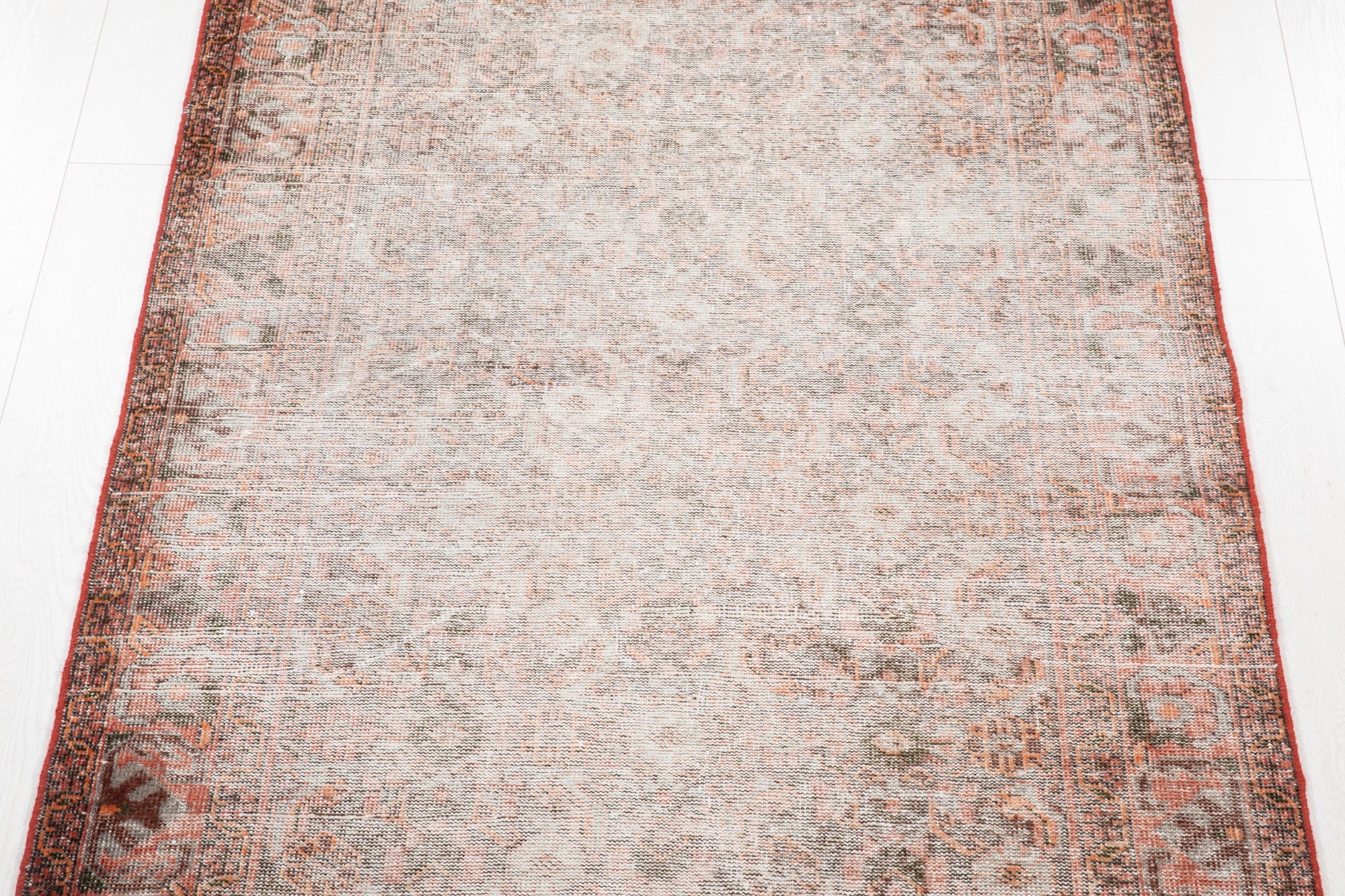 Hand-Knotted Vintage Wool Faded Area Rug – 7' 3" x 4' 4" (222 x 133 cm) - Yasi & Fara