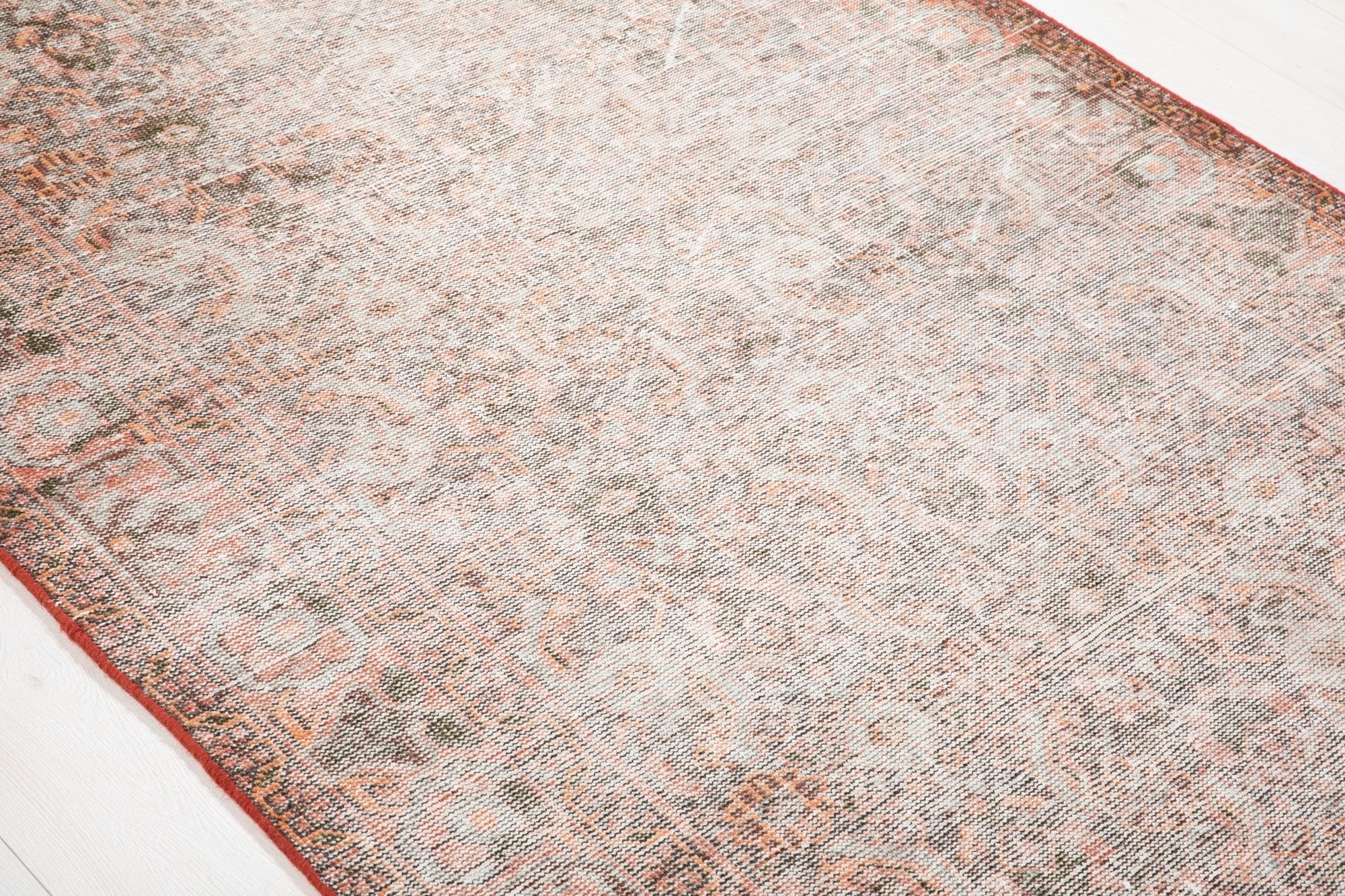 Hand-Knotted Vintage Wool Faded Area Rug – 7' 3" x 4' 4" (222 x 133 cm) - Yasi & Fara
