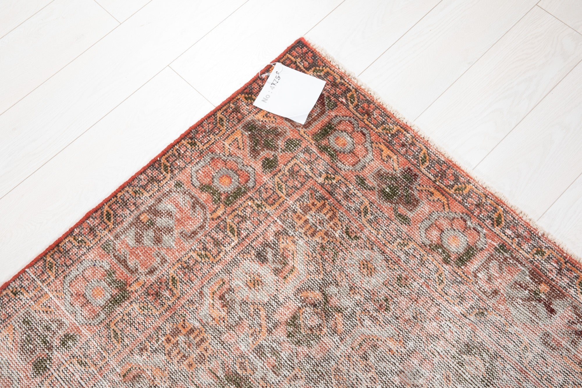 Hand-Knotted Vintage Wool Faded Area Rug – 7' 3" x 4' 4" (222 x 133 cm) - Yasi & Fara
