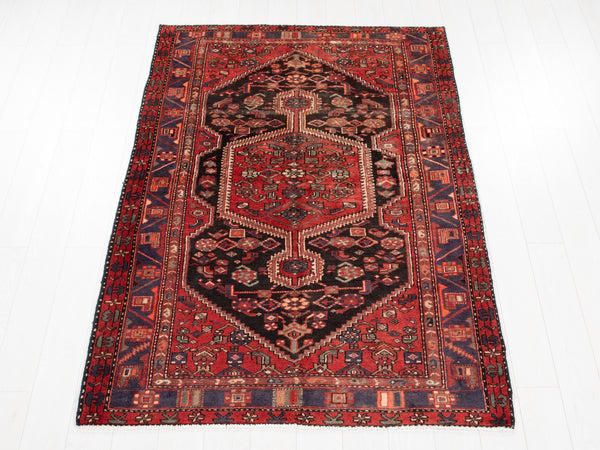 6' 9" x 4' 8" Excellent Hand-Knotted Vintage Tribal Rug