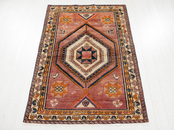 7' 3" x 4' 7" Excellent Hand-Knotted Antique Collectible Tribal Rug