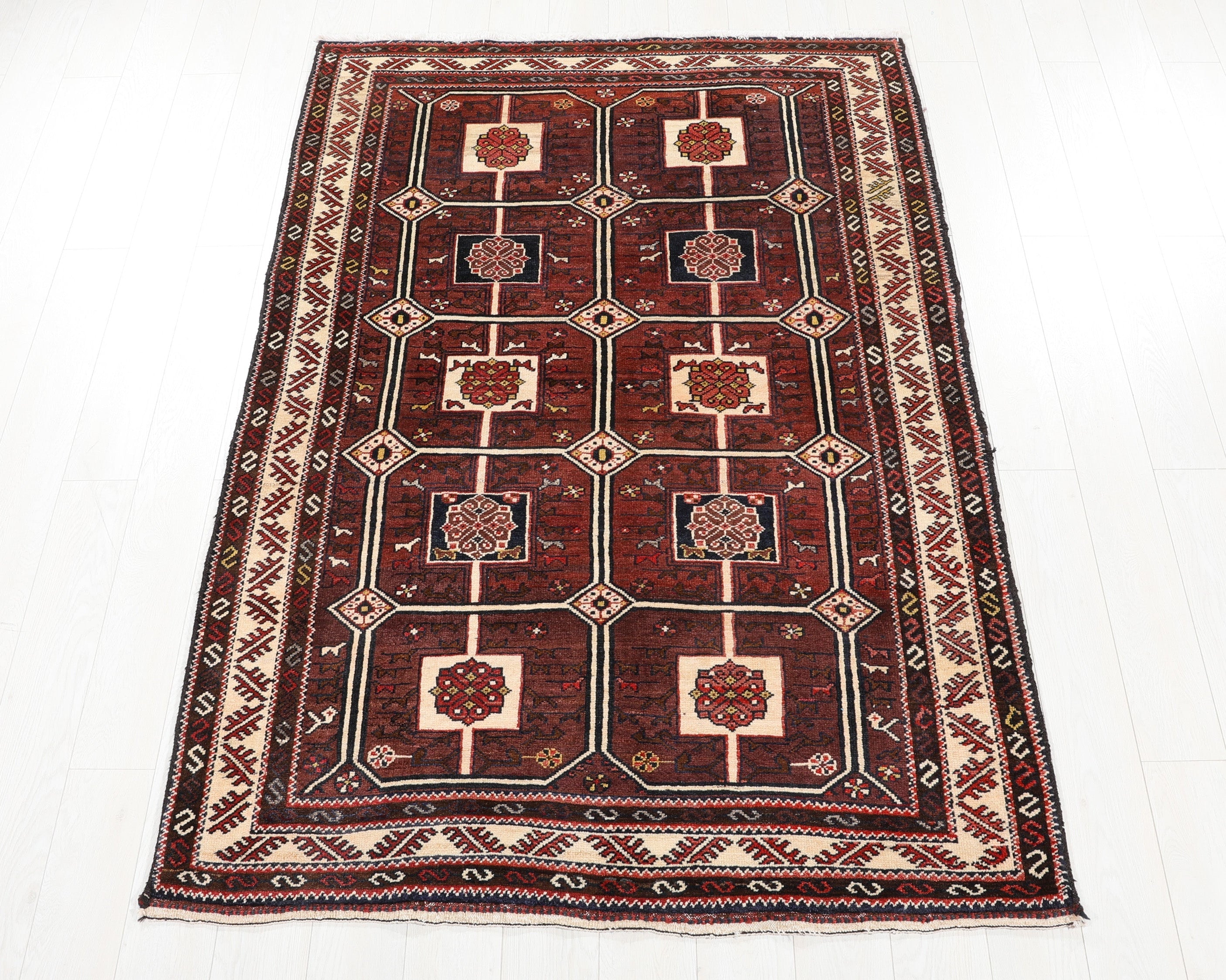 Hand-Knotted Vintage Wool Area Rug – 7' 1" x 4' 8" (215 x 142 cm) - Yasi & Fara