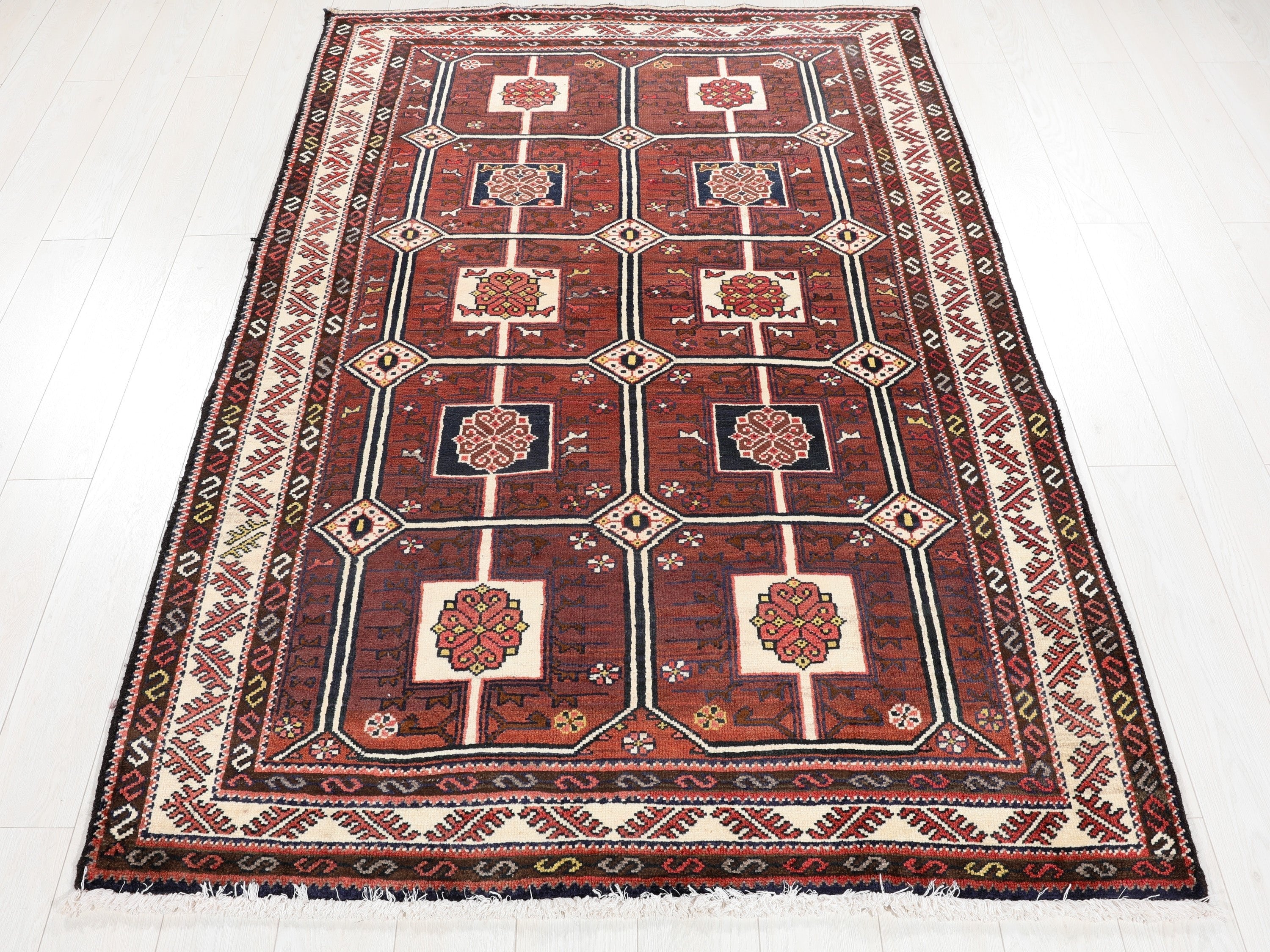 Hand-Knotted Vintage Wool Area Rug – 7' 1" x 4' 8" (215 x 142 cm) - Yasi & Fara