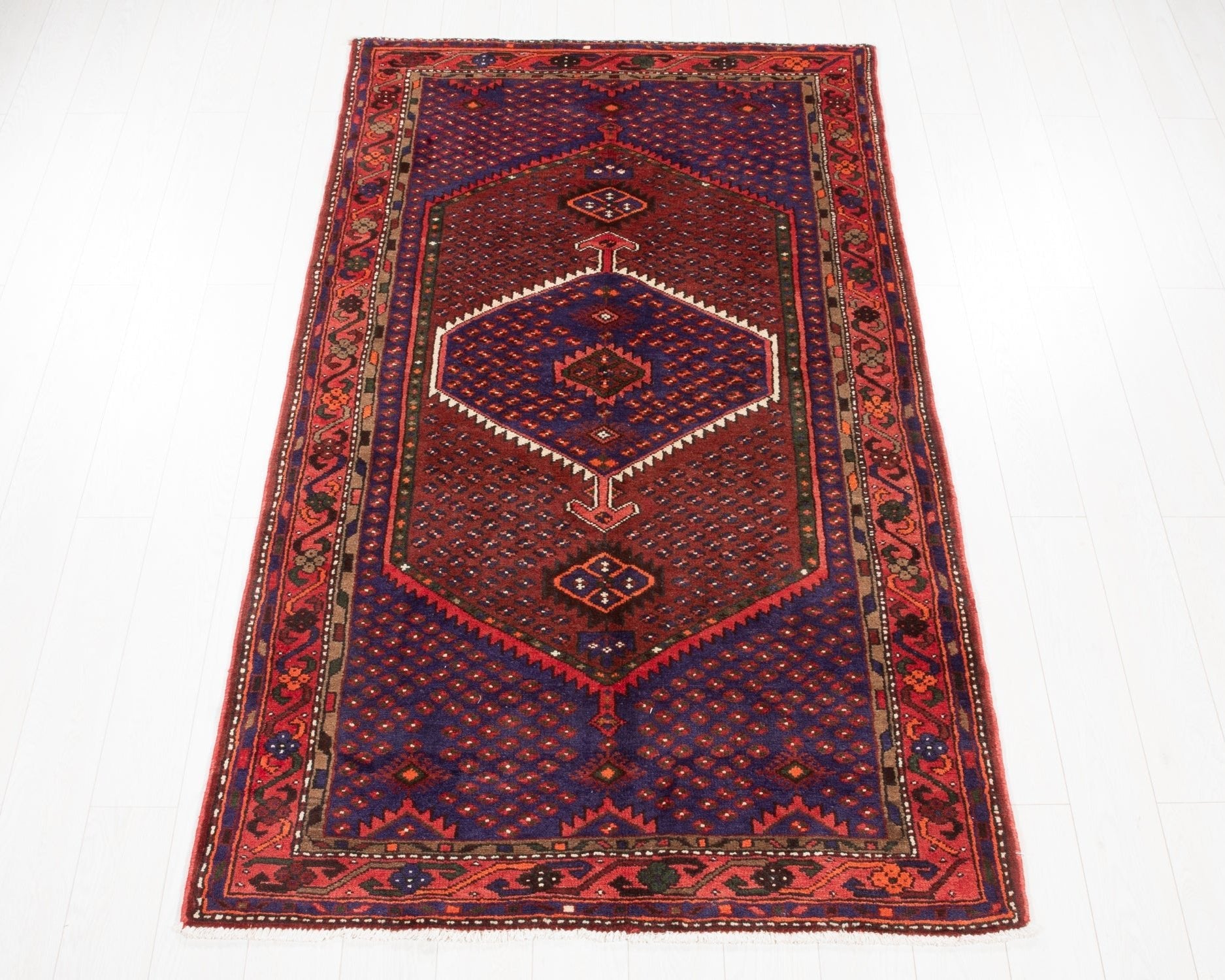 Hand-Knotted Vintage Wool Area Rug – 7' 6" x 4' 3" (229 × 130 cm) - Yasi & Fara