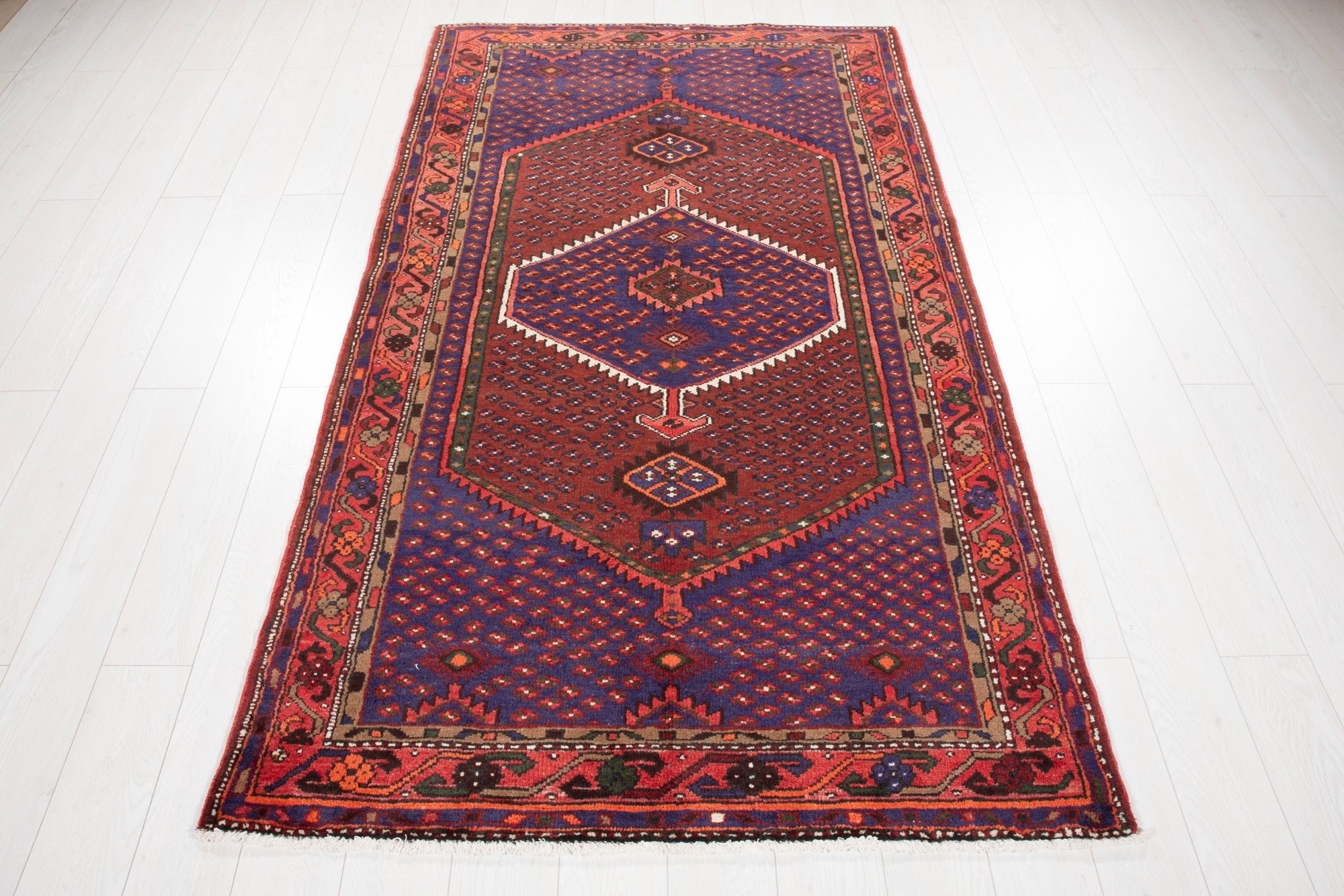 Hand-Knotted Vintage Wool Area Rug – 7' 6" x 4' 3" (229 × 130 cm) - Yasi & Fara