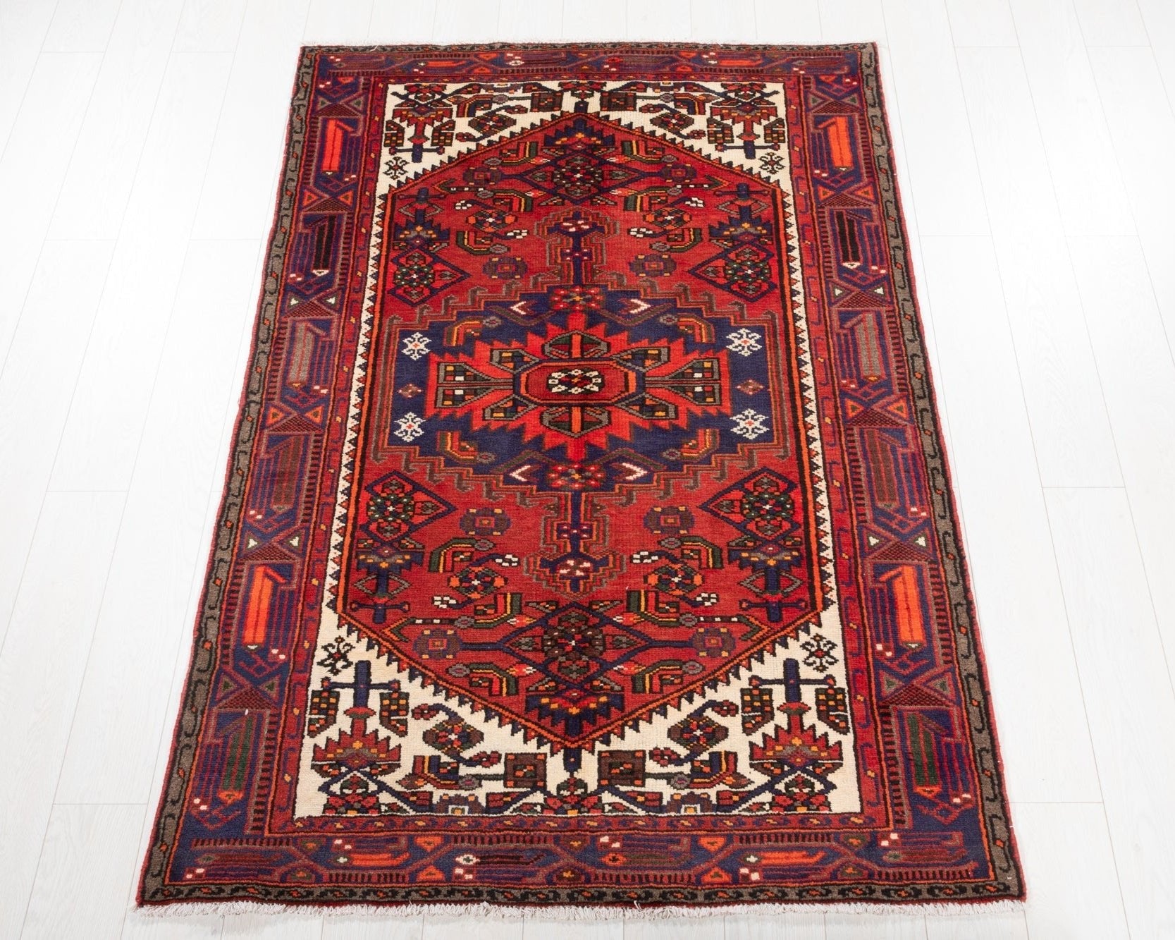 Hand-Knotted Vintage Wool Area Rug – 6' 6" x 4' 2" (198 x 127 cm) - Yasi & Fara