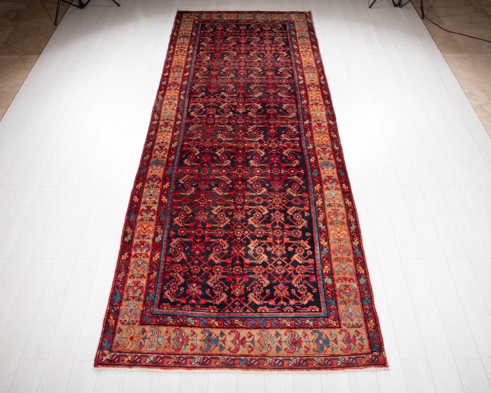 Hand-Knotted Vintage Wool Area Rug – 12' 9" x 5' (388 × 154 cm) - Yasi & Fara
